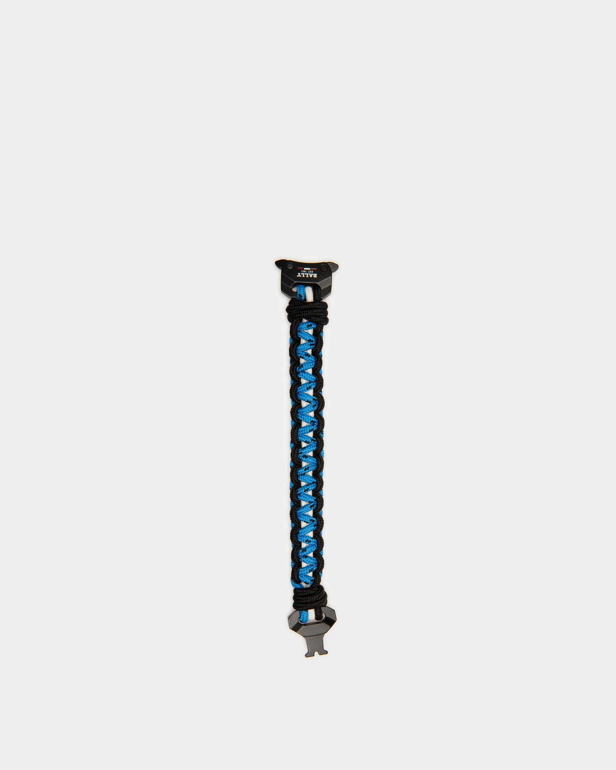 Parkho Fabric Bracelet In Blue & Black - Men's - Bally - 02