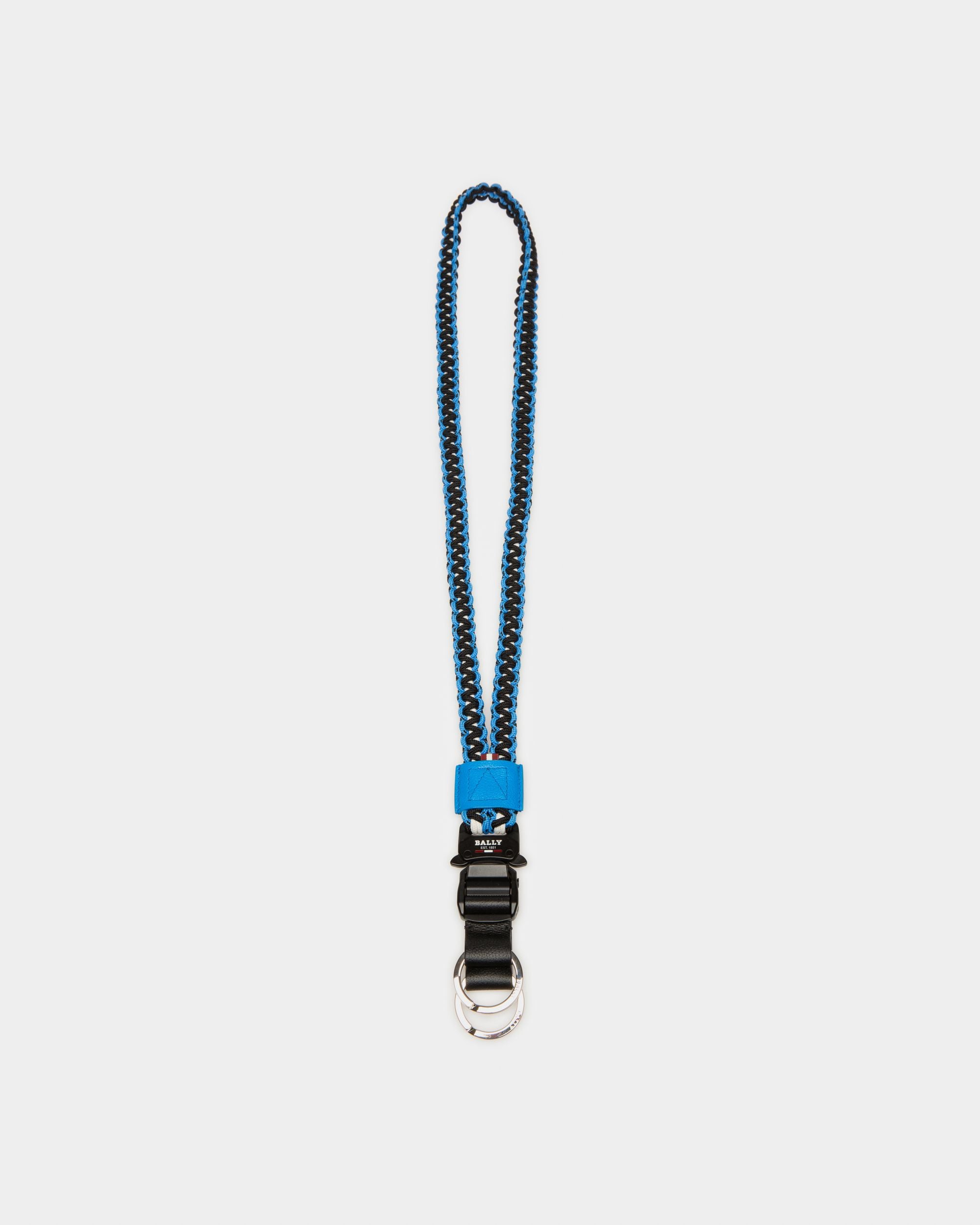 Paxthon Fabric Key Holder In Blue & Black - Men's - Bally - 01