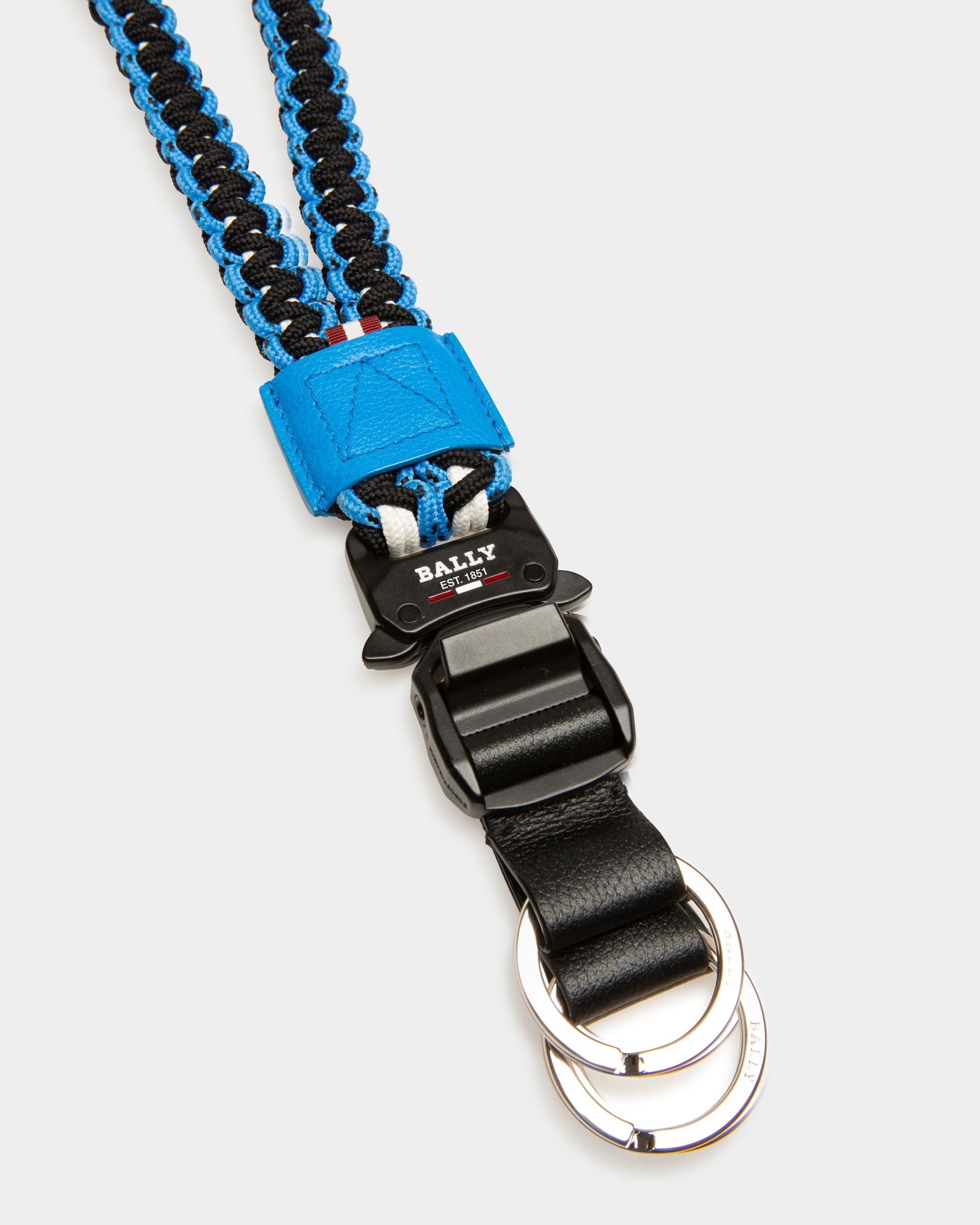 Paxthon Fabric Key Holder In Blue & Black - Men's - Bally - 02