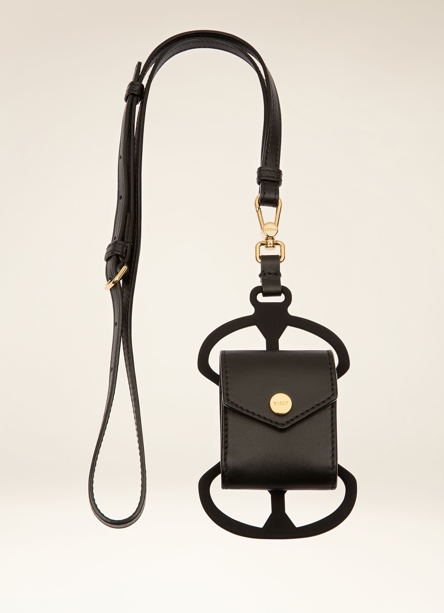 Stefy Leather Phone Holder In Black - Women's - Bally - 01