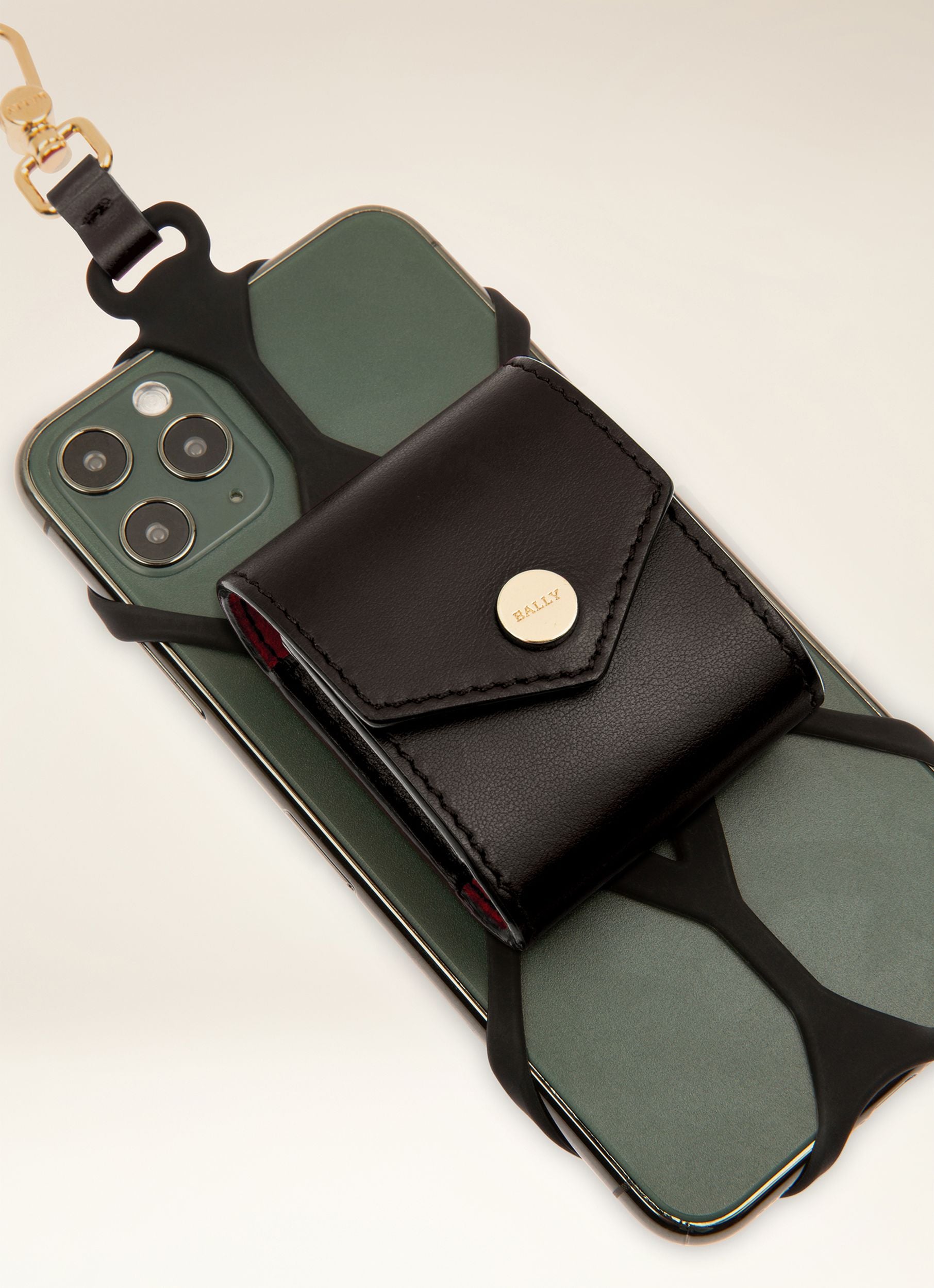 Stefy Leather Phone Holder In Black - Women's - Bally - 02