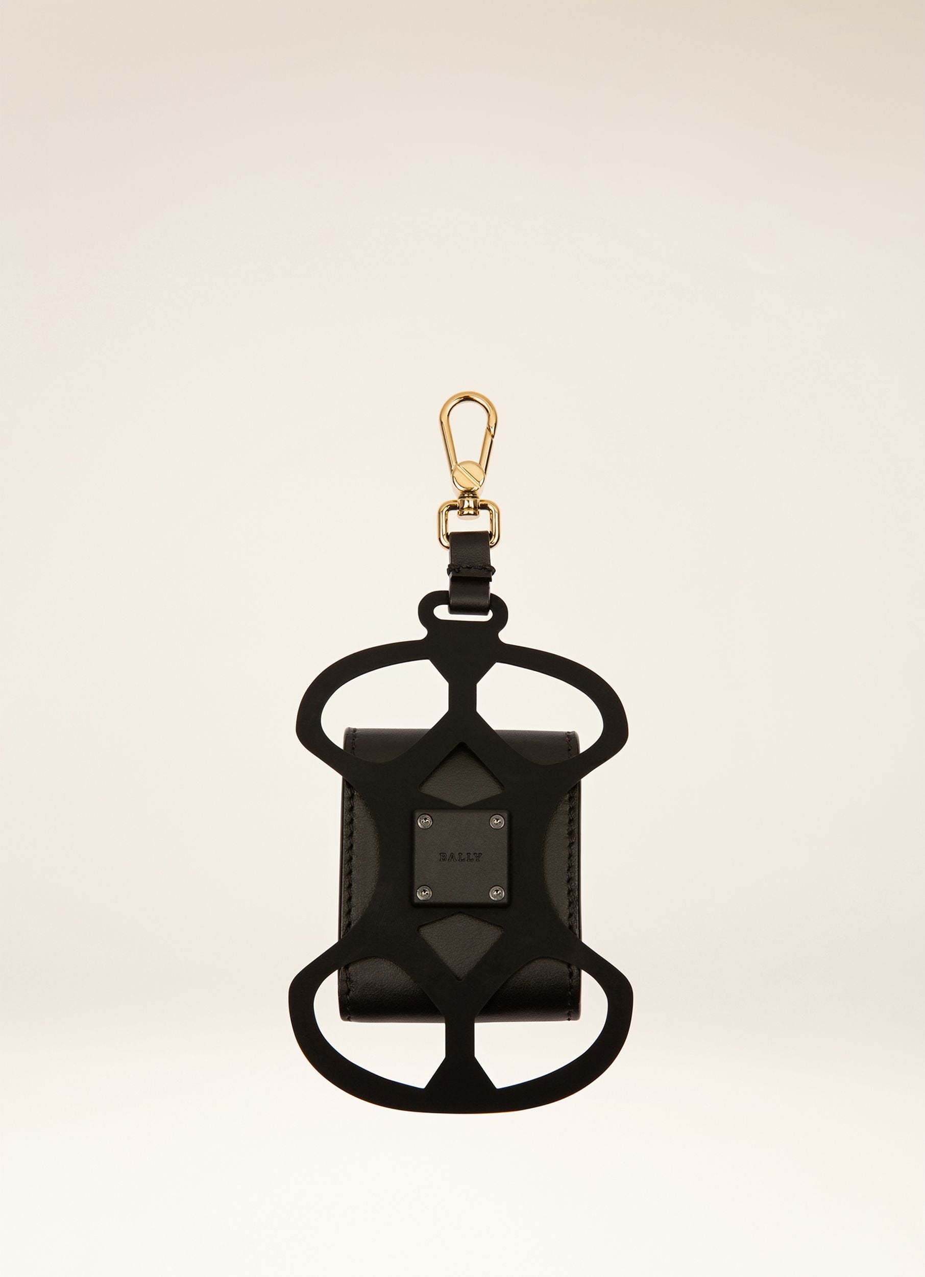 Stefy Leather Phone Holder In Black - Women's - Bally - 03