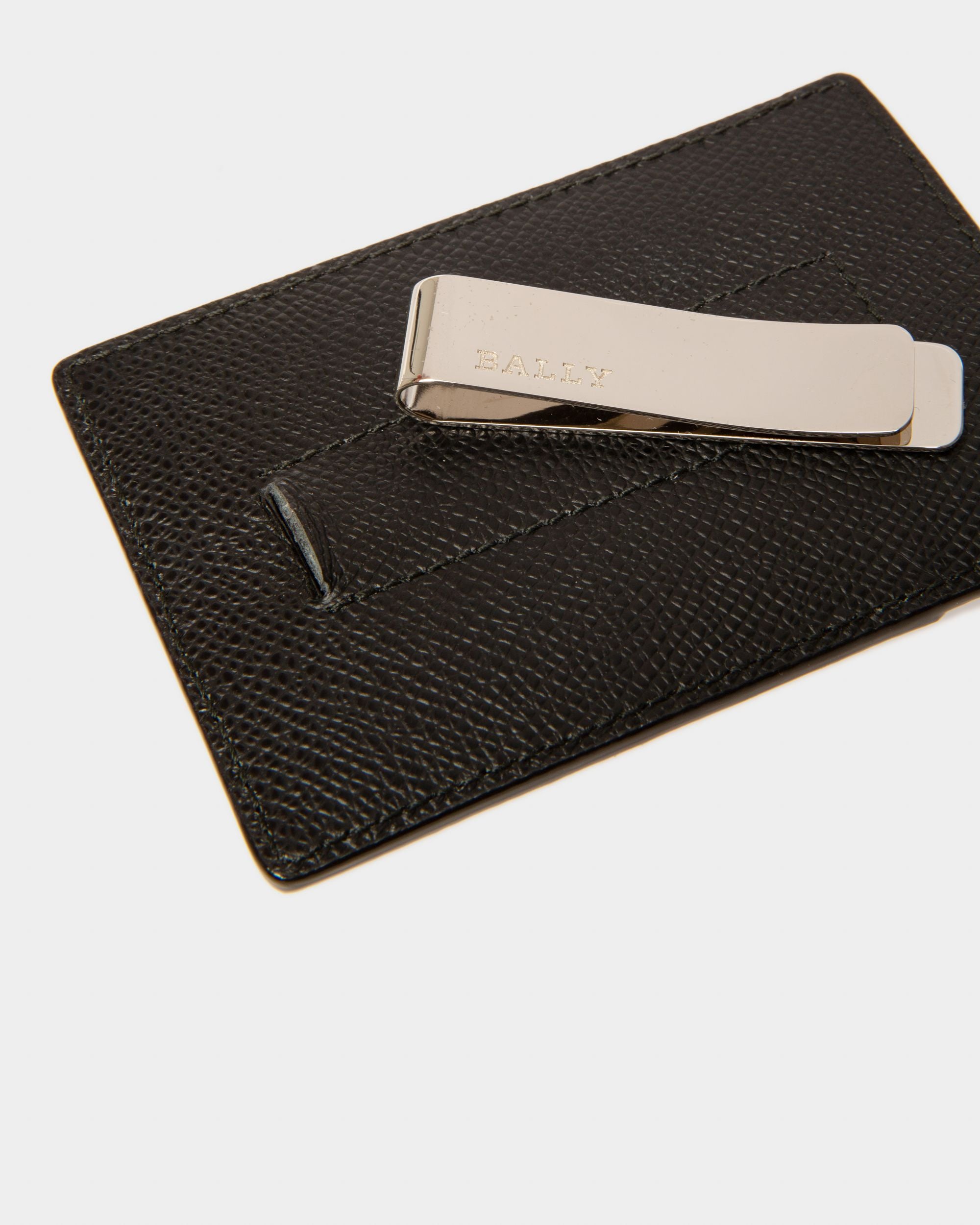 Taedy Leather Card Holder In Black - Men's - Bally - 04