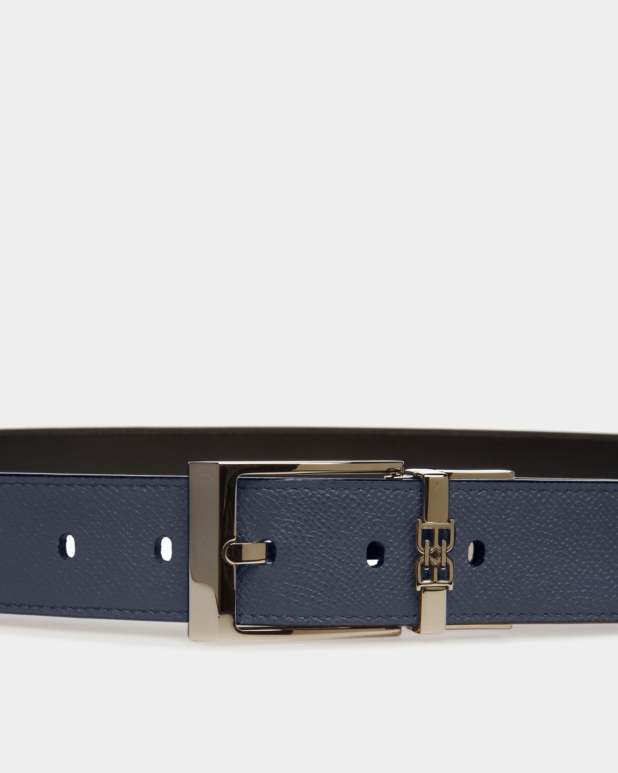 Parker Leather 35Mm Belt In Navy & Black - Men's - Bally - 03