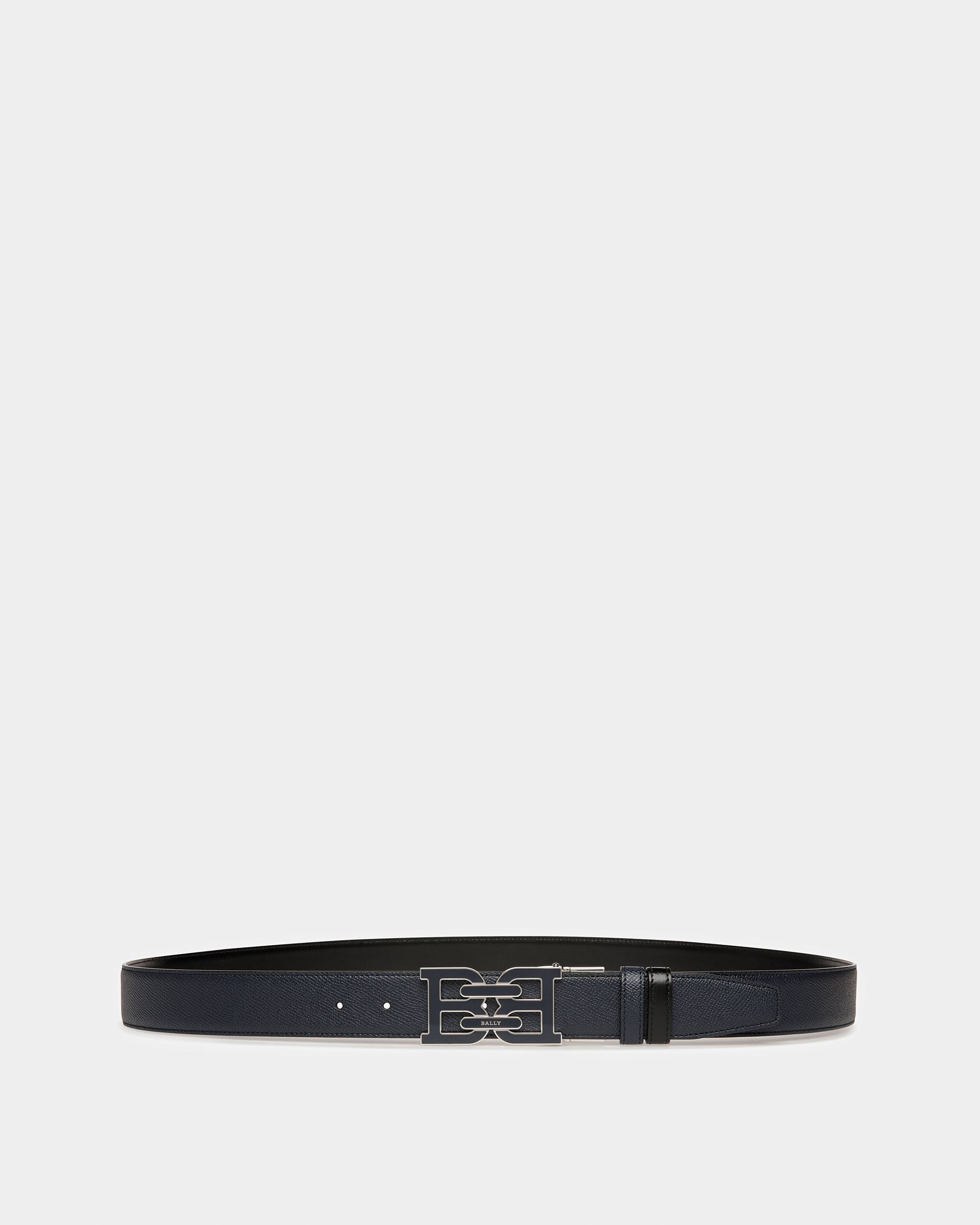 B Chain Leather Belt In Midnight Blue - Men's - Bally - 01