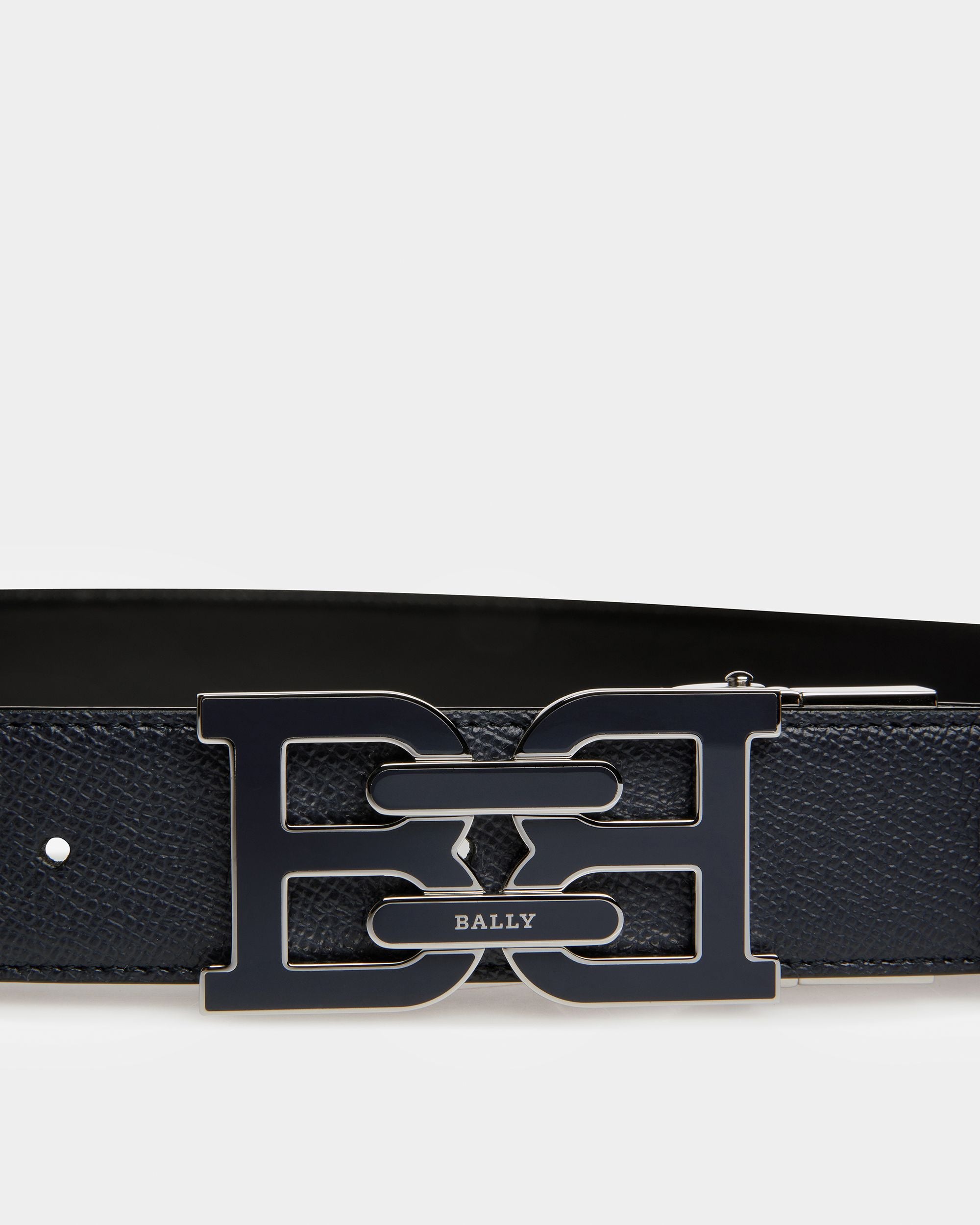 B Chain Leather Belt In Midnight Blue - Men's - Bally - 03