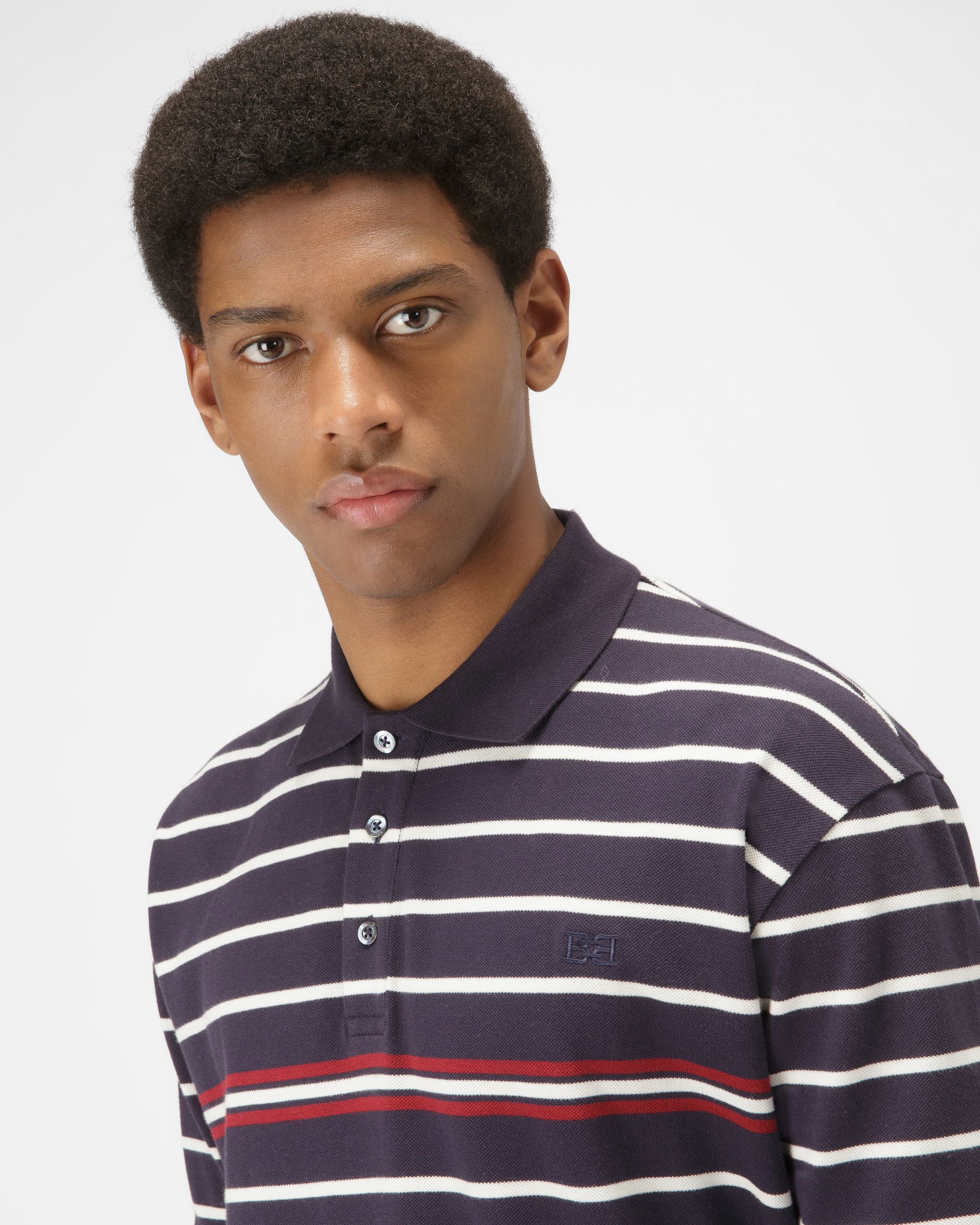 Cotton Polo Shirt In Navy - Men's - Bally - 02