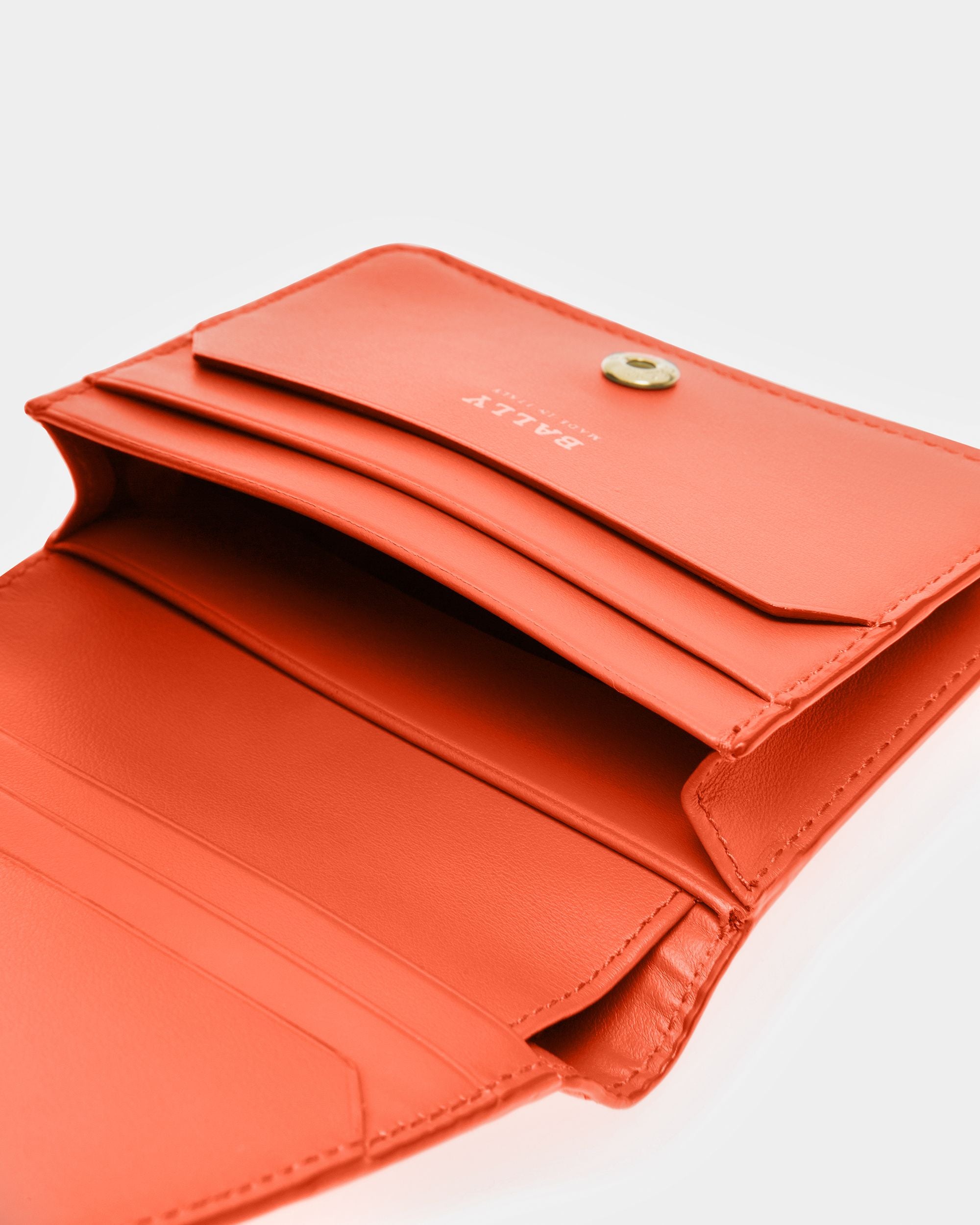 Lettes Leather Business Card Holder In Orange - Women's - Bally - 04
