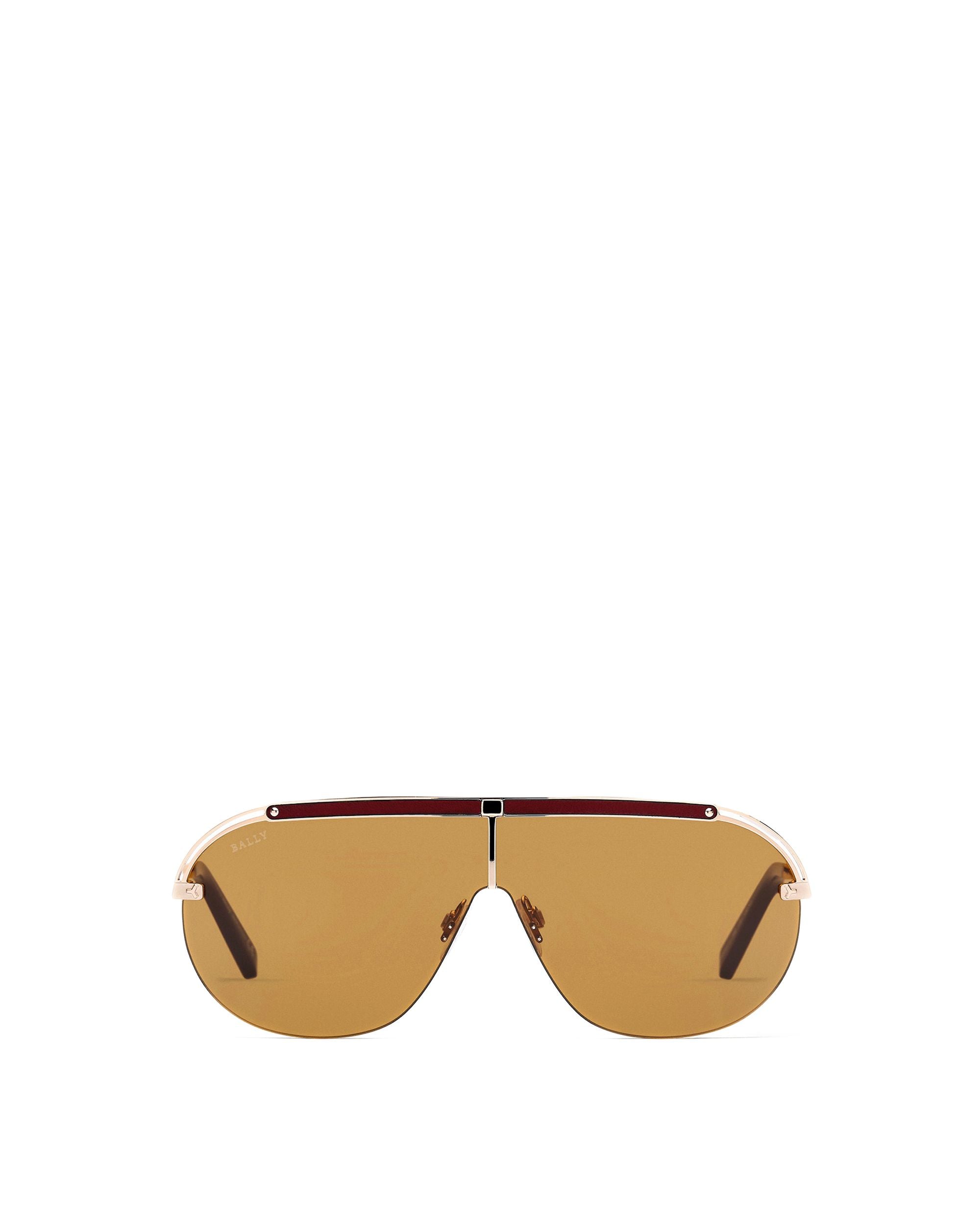 Zola Metal Sunglasses In Shiny Rose Gold Metal & Brown Lens - Men's - Bally - 01