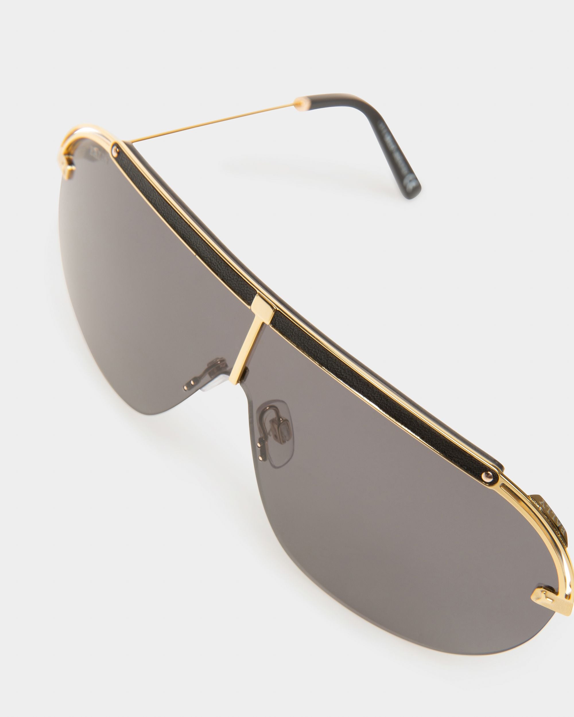 Zola Metal Sunglasses In Shiny Deep Gold & Smoke Lens - Men's - Bally - 02