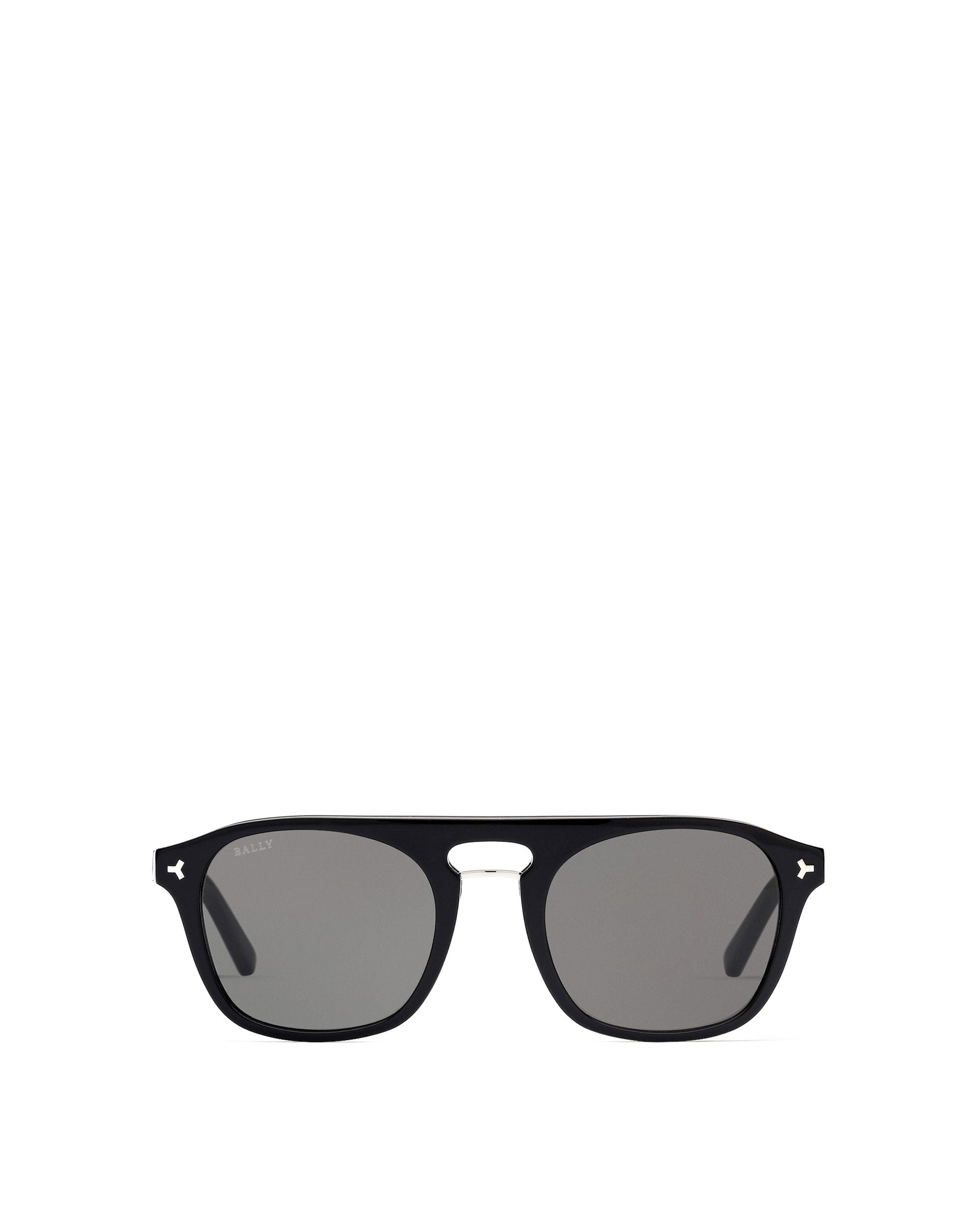 Metropole Acetate Sunglasses In Shiny Black & Smoke Lens - Men's - Bally - 01