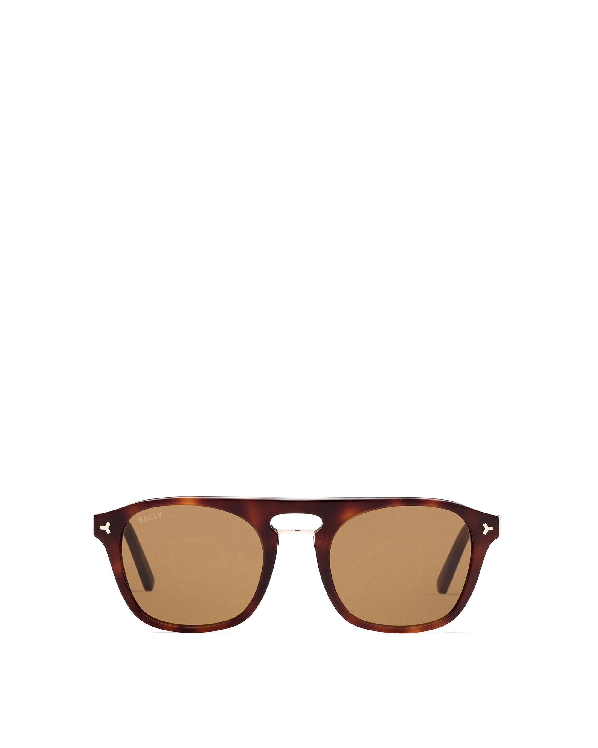 Metropole Acetate Sunglasses In Dark Havana & Brown Lens - Men's - Bally - 01