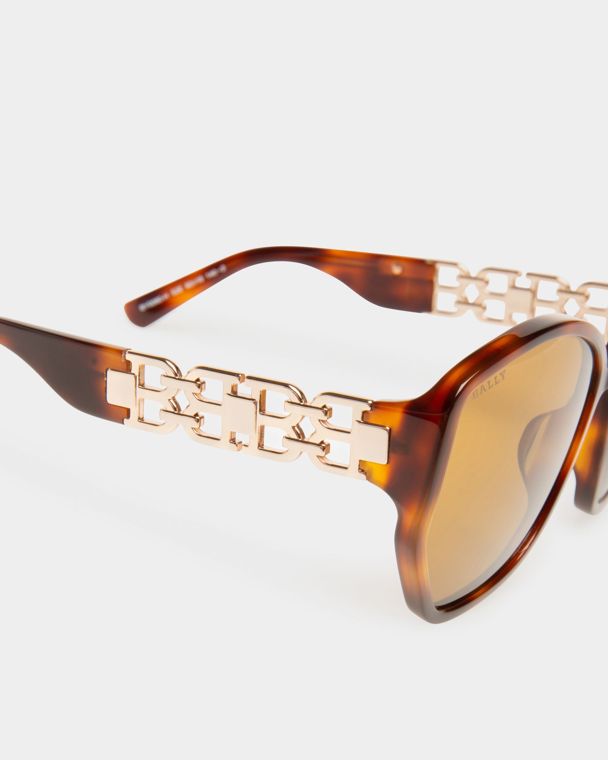Nouveau Acetate Sunglasses In Havana & Brown Lens - Women's - Bally - 02