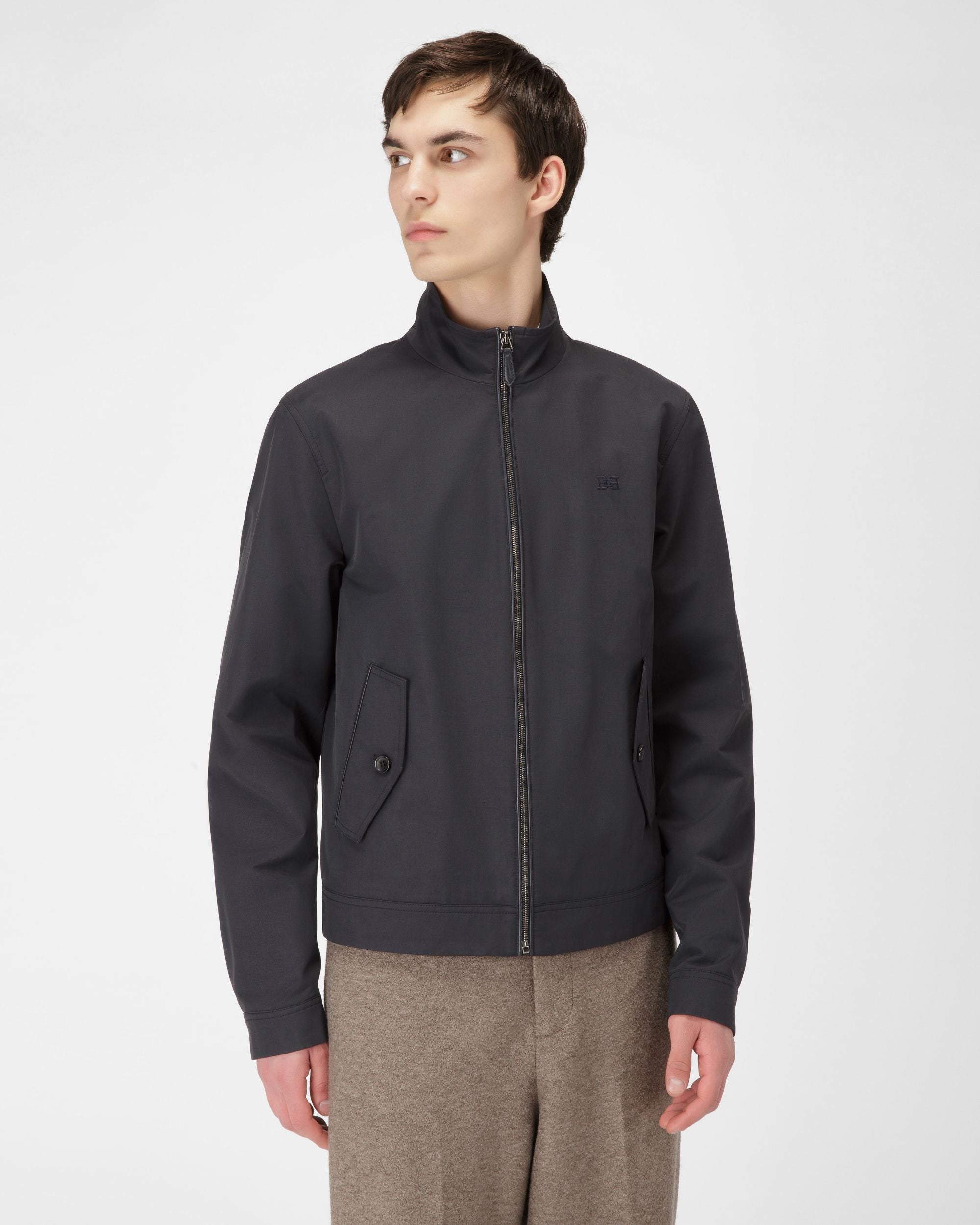 Cotton Mix Bomber Jacket In Navy - Men's - Bally - 01