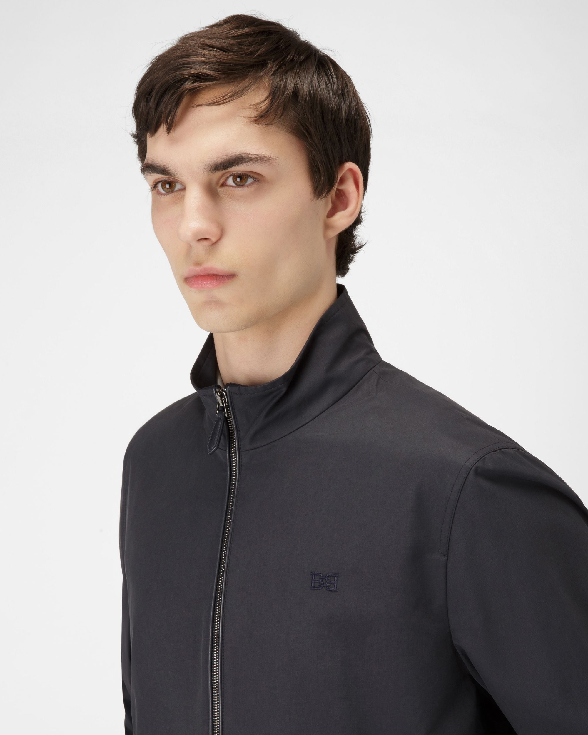 Cotton Mix Bomber Jacket In Navy - Men's - Bally - 02