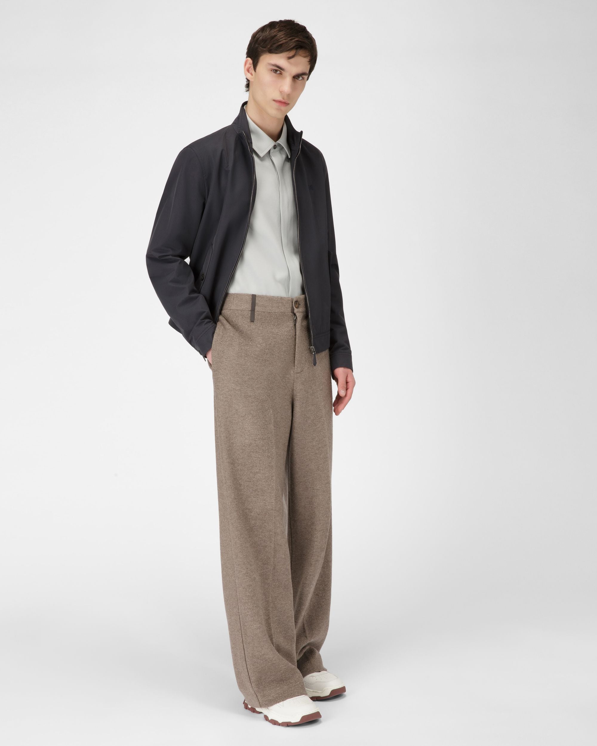 Cotton Mix Bomber Jacket In Navy - Men's - Bally - 04