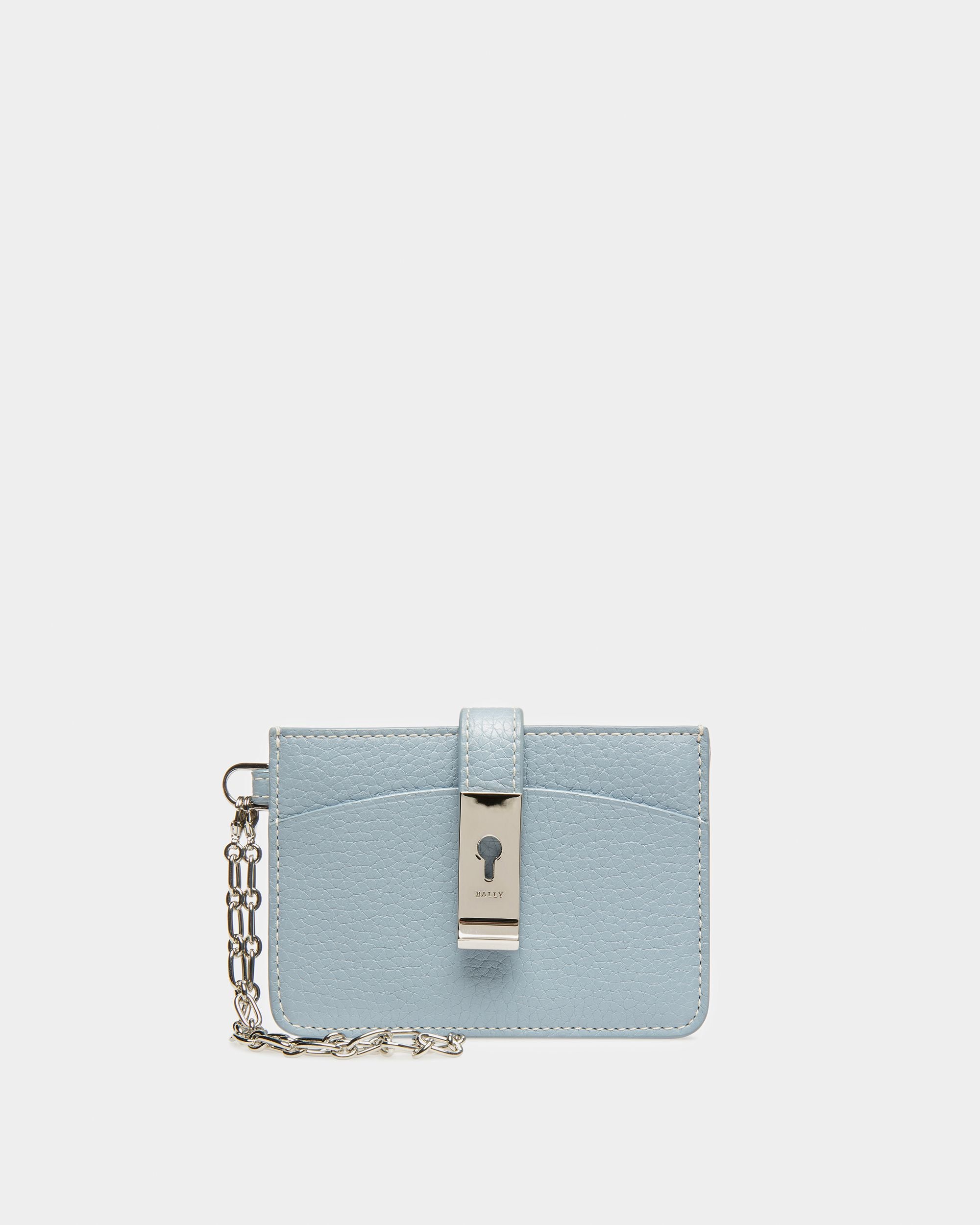 Ava Leather Card Holder In Light Blue - Women's - Bally - 01