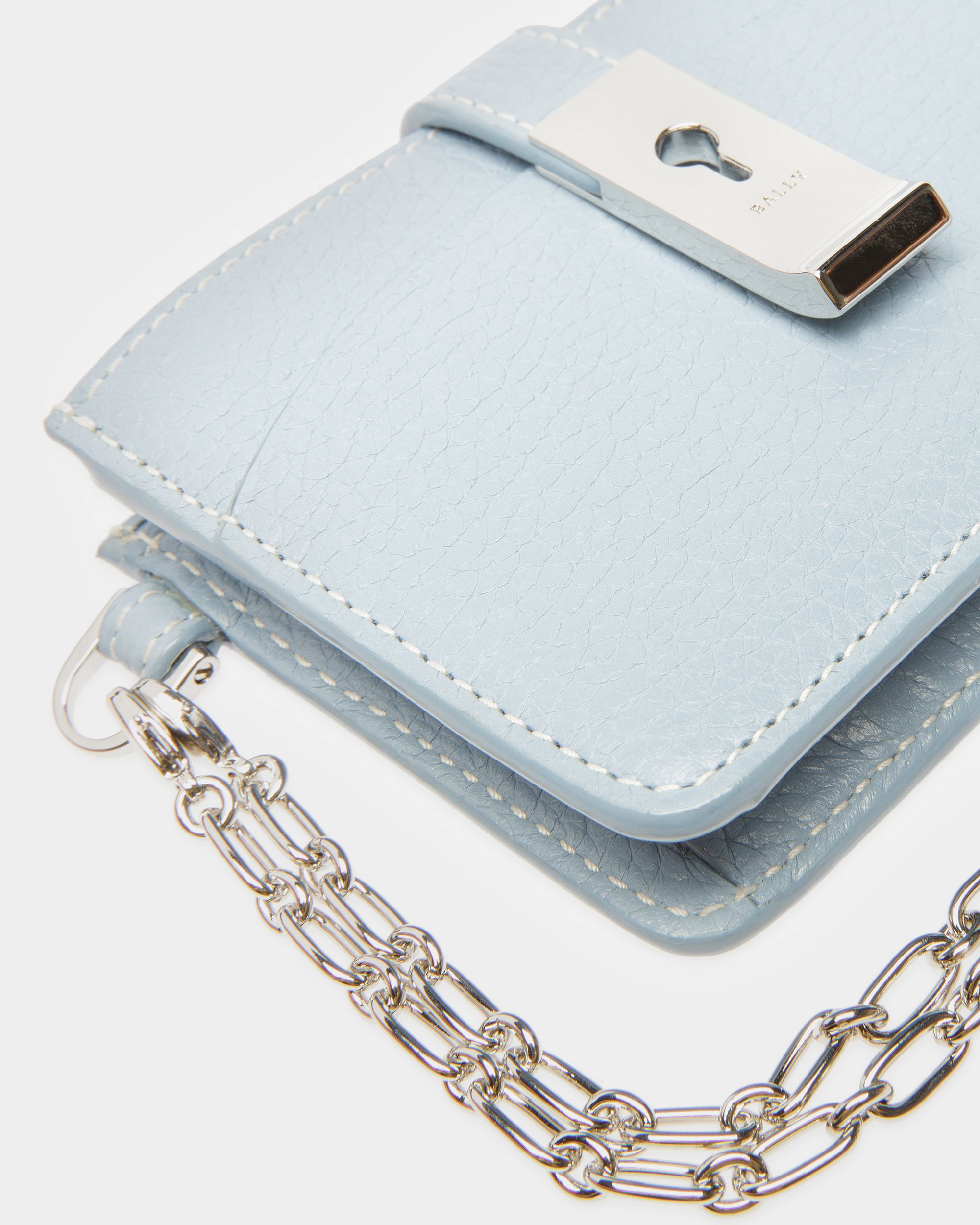 Ava Leather Card Holder In Light Blue - Women's - Bally - 04