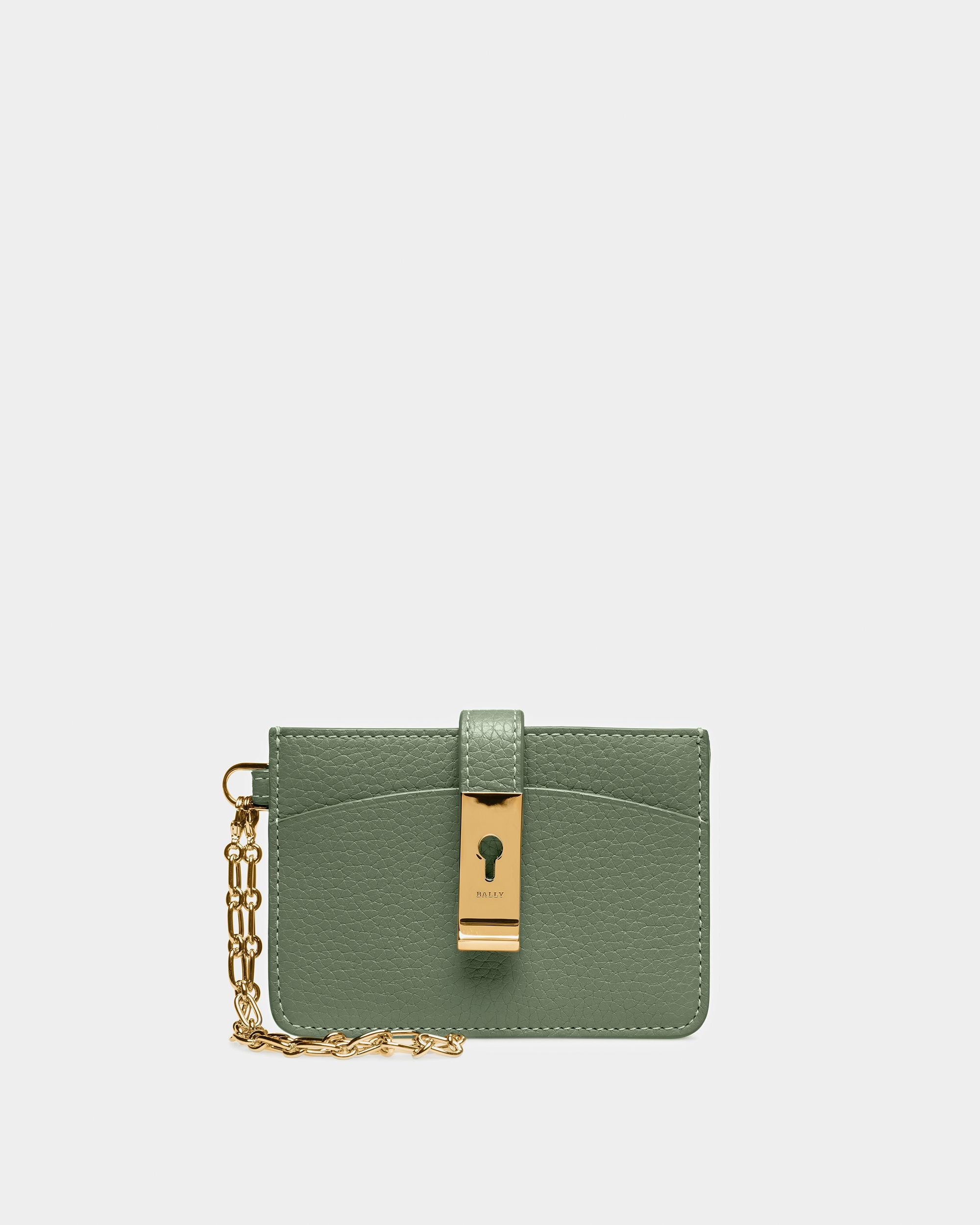 Ava Leather Card Holder In Sage - Women's - Bally - 01