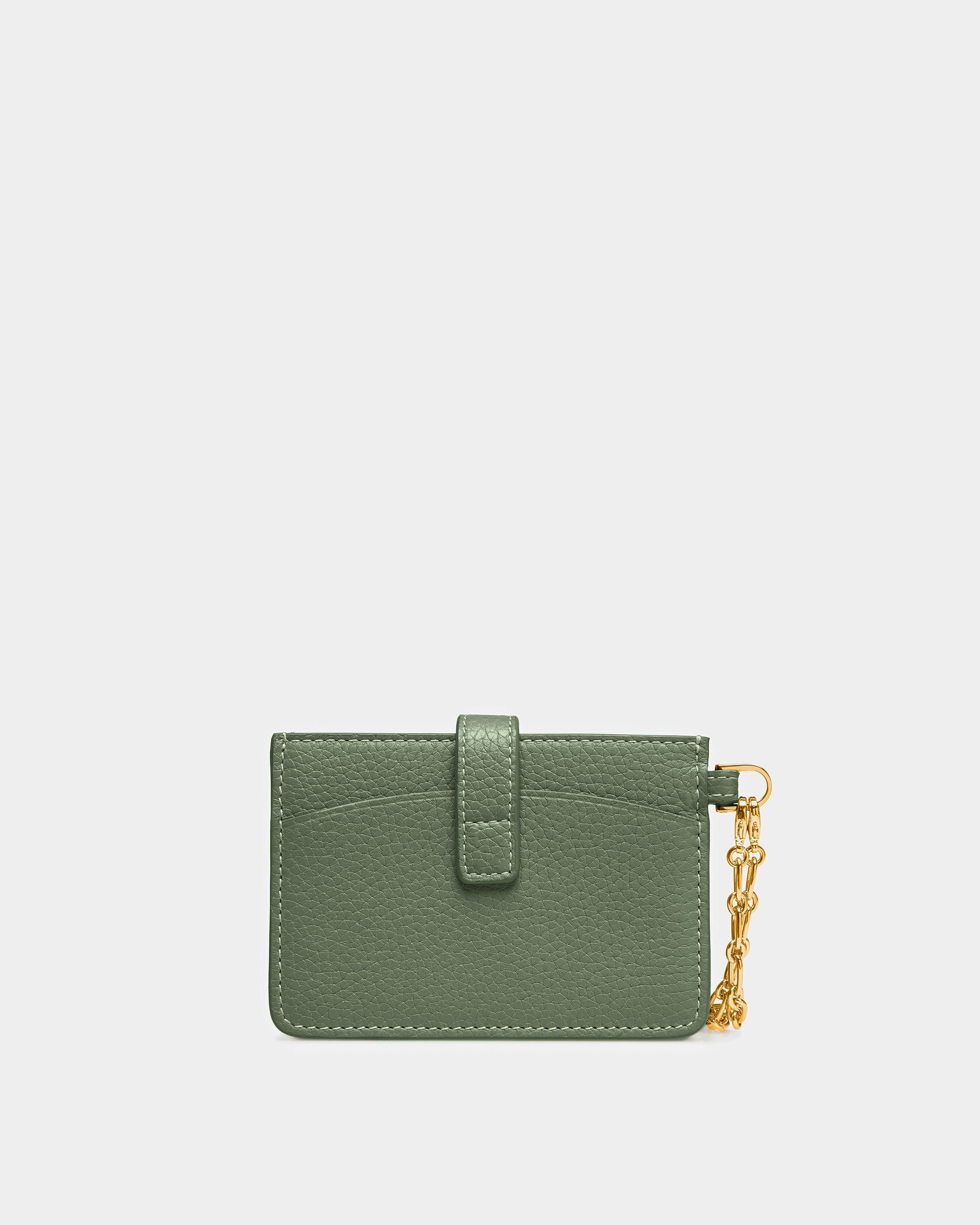 Ava Leather Card Holder In Sage - Women's - Bally - 02