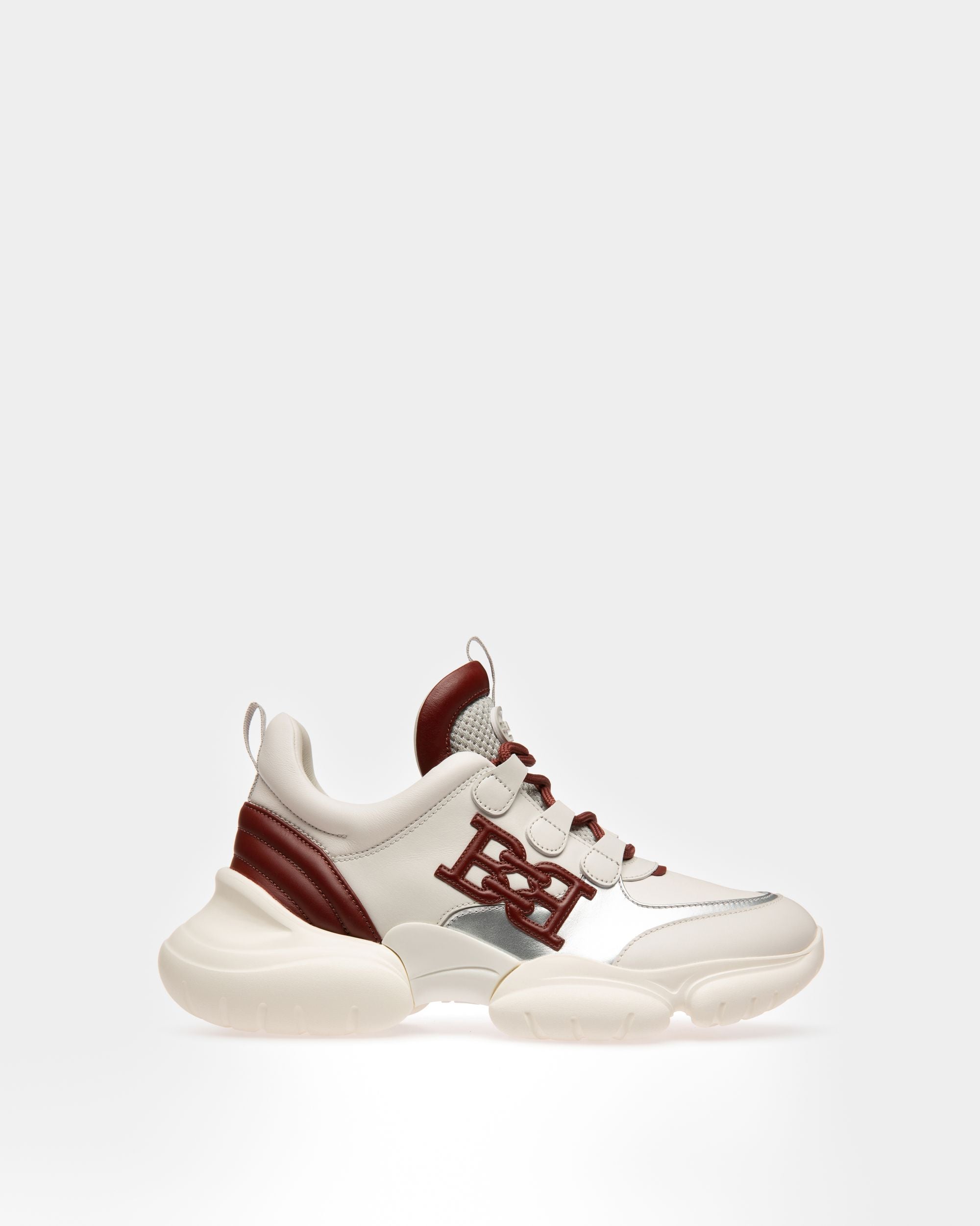 Claires Leather Sneakers In White & Heritage Red - Women's - Bally - 01