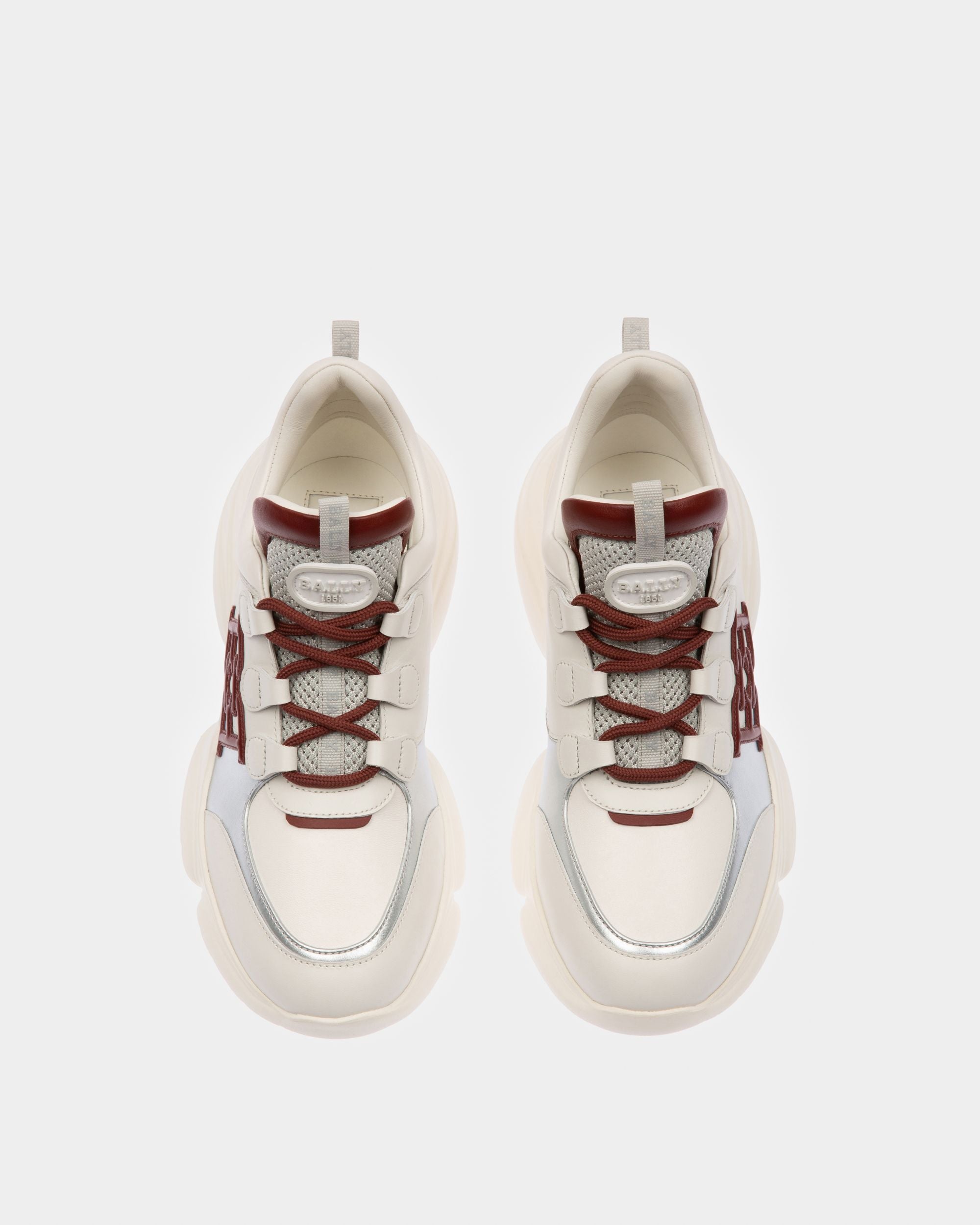 Claires Leather Sneakers In White & Heritage Red - Women's - Bally - 02