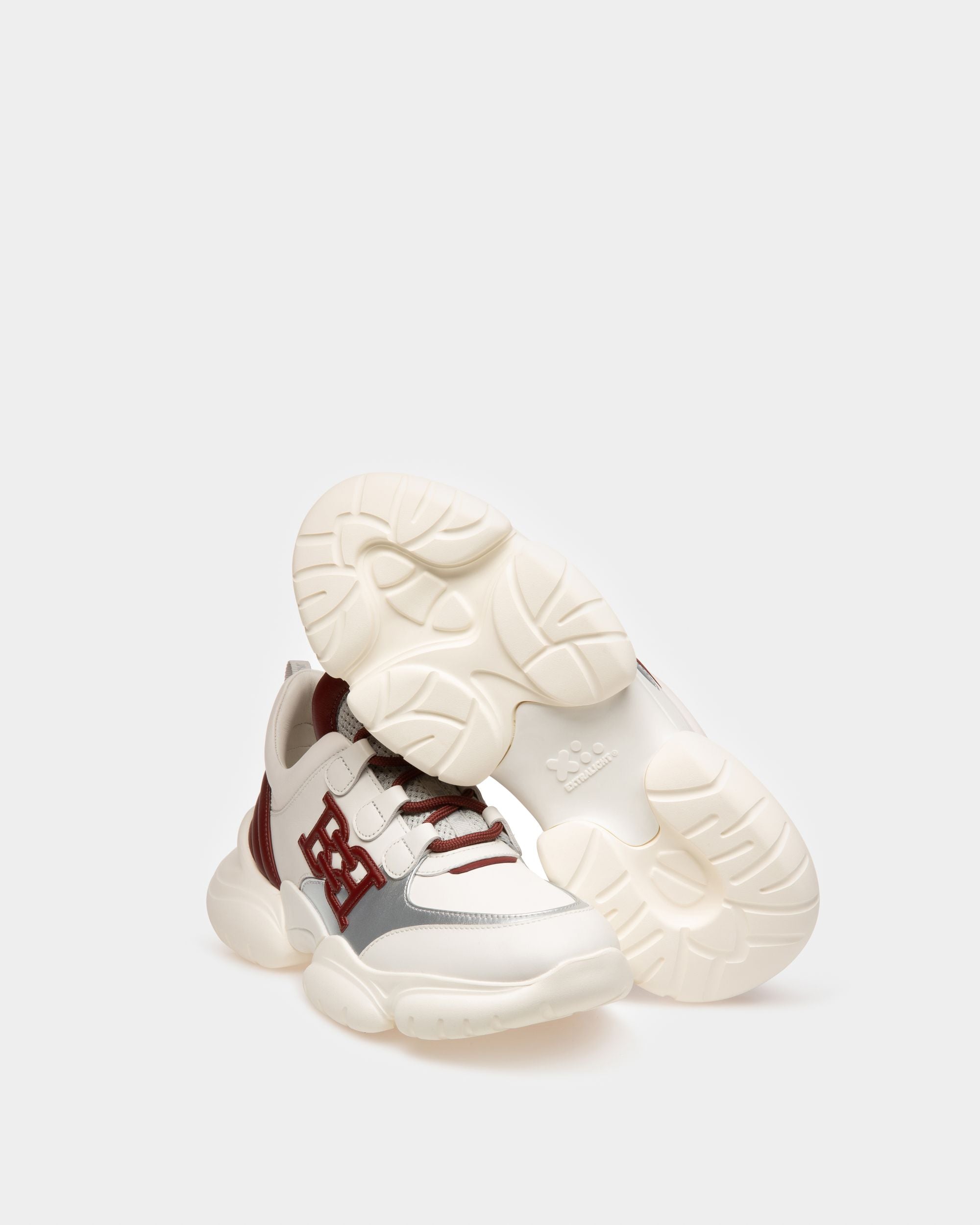 Claires Leather Sneakers In White & Heritage Red - Women's - Bally - 04