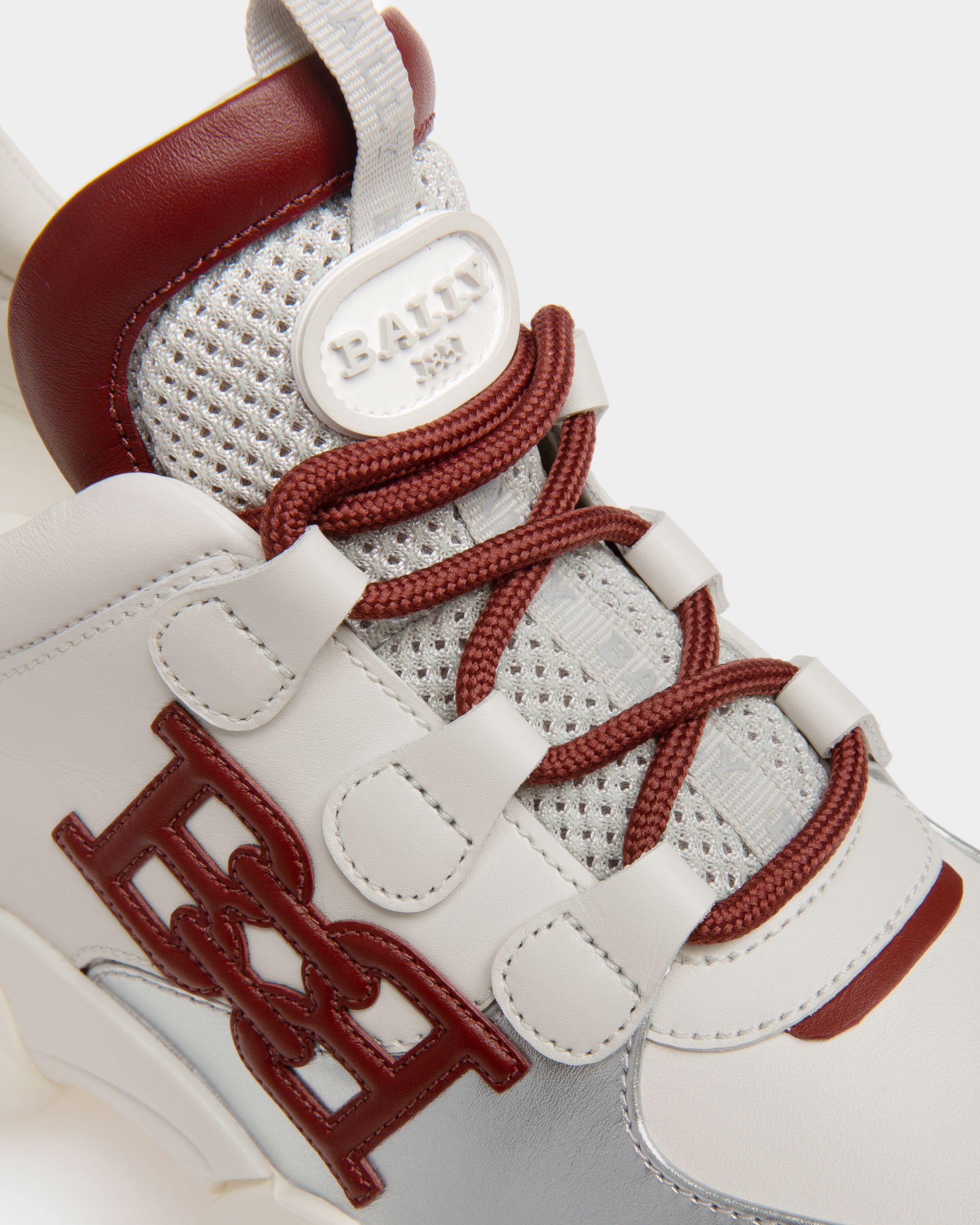 Claires Leather Sneakers In White & Heritage Red - Women's - Bally - 05