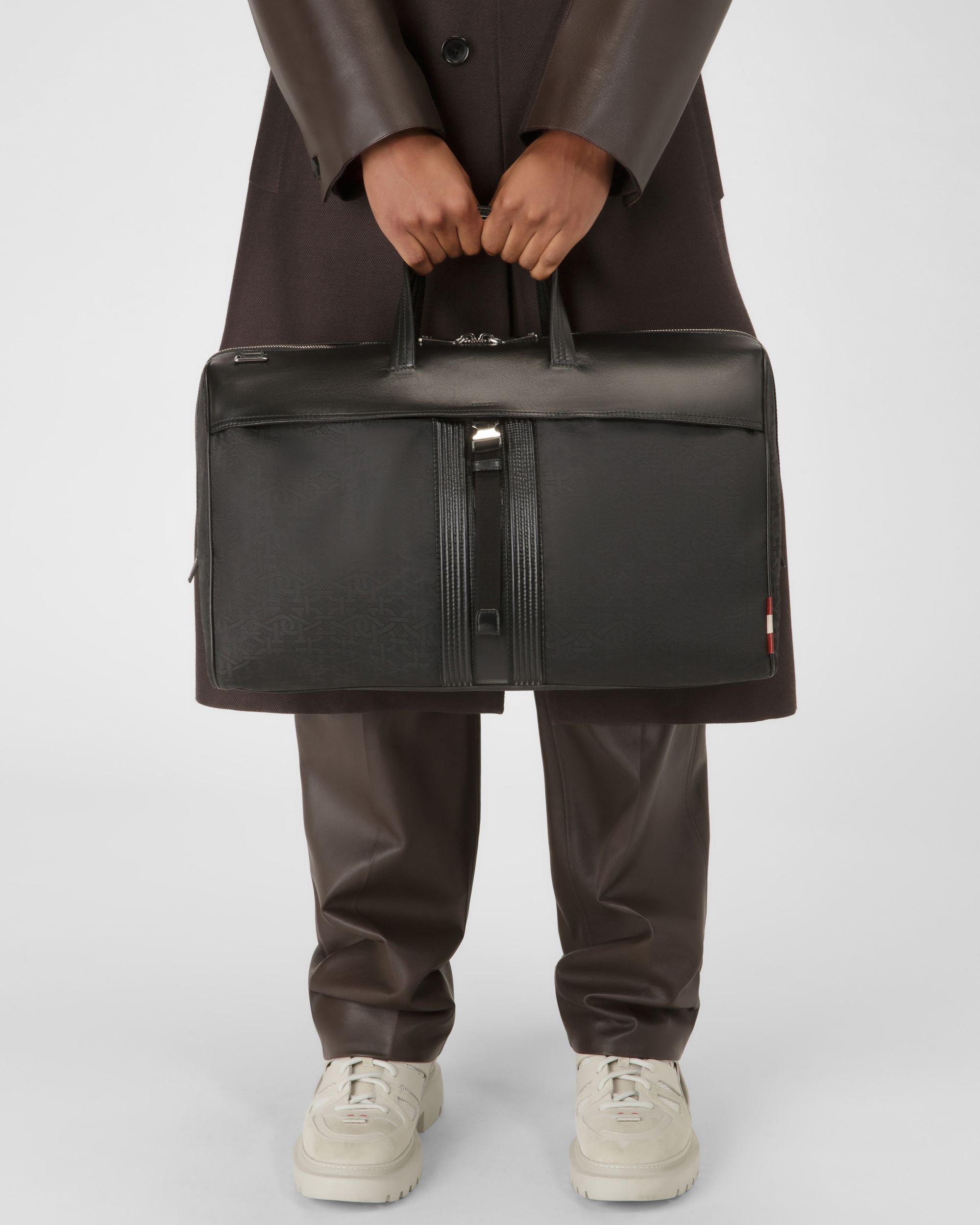 Atticen Recycled Fabric & Leather Weekender Bag In Black - Men's - Bally - 01