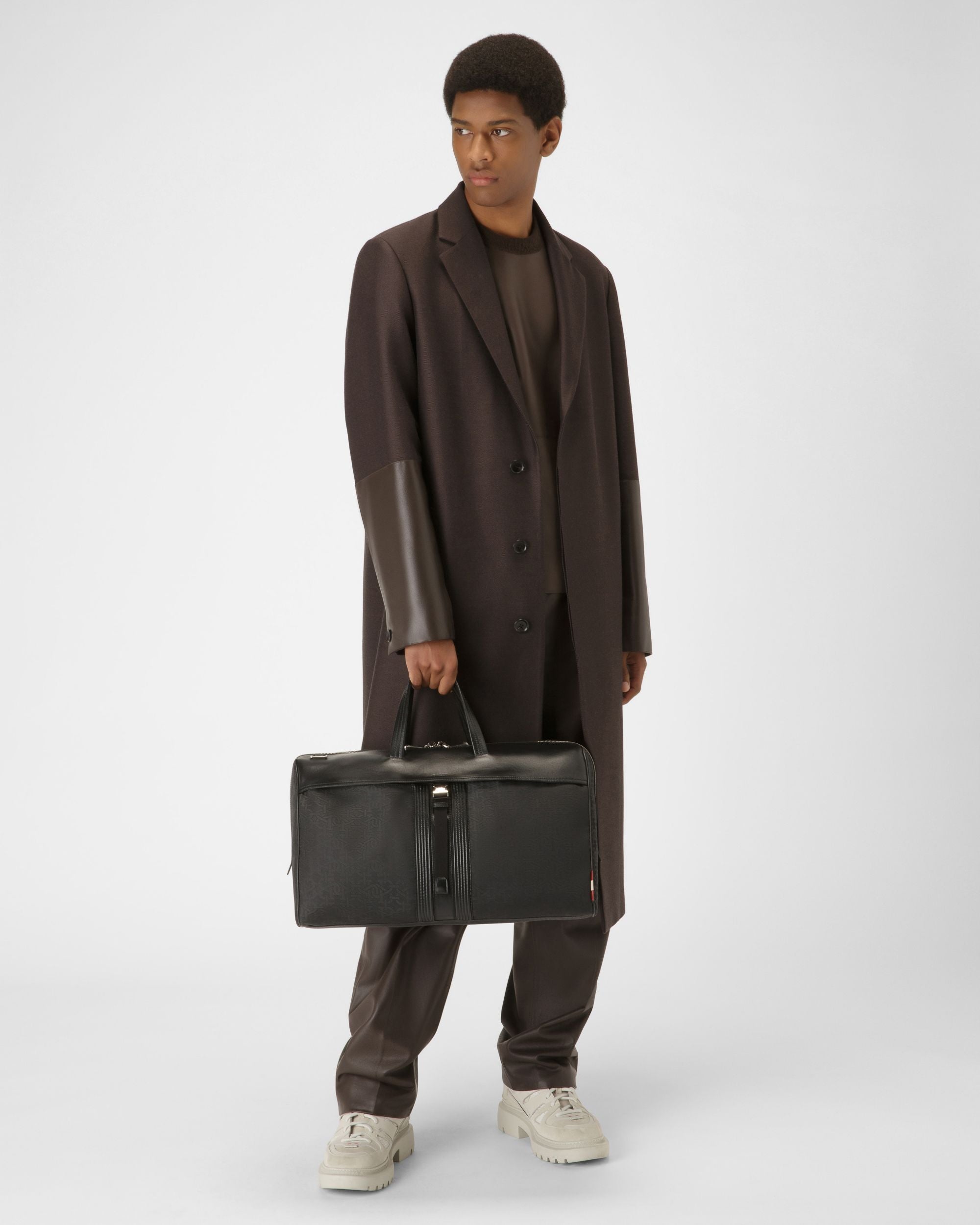 Atticen Recycled Fabric & Leather Weekender Bag In Black - Men's - Bally - 02