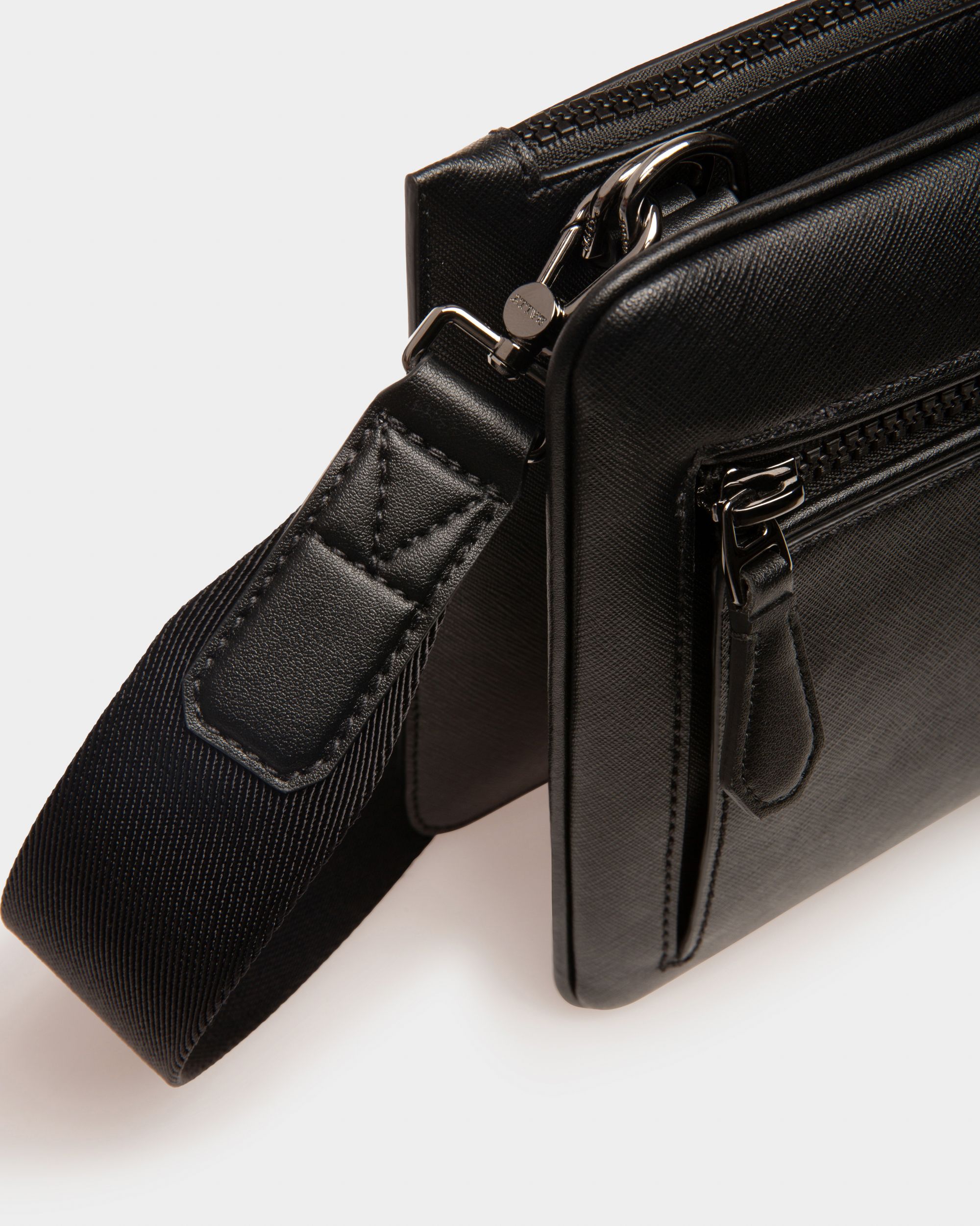Milvar Recycled Leather Crossbody Bag In Black - Men's - Bally - 03