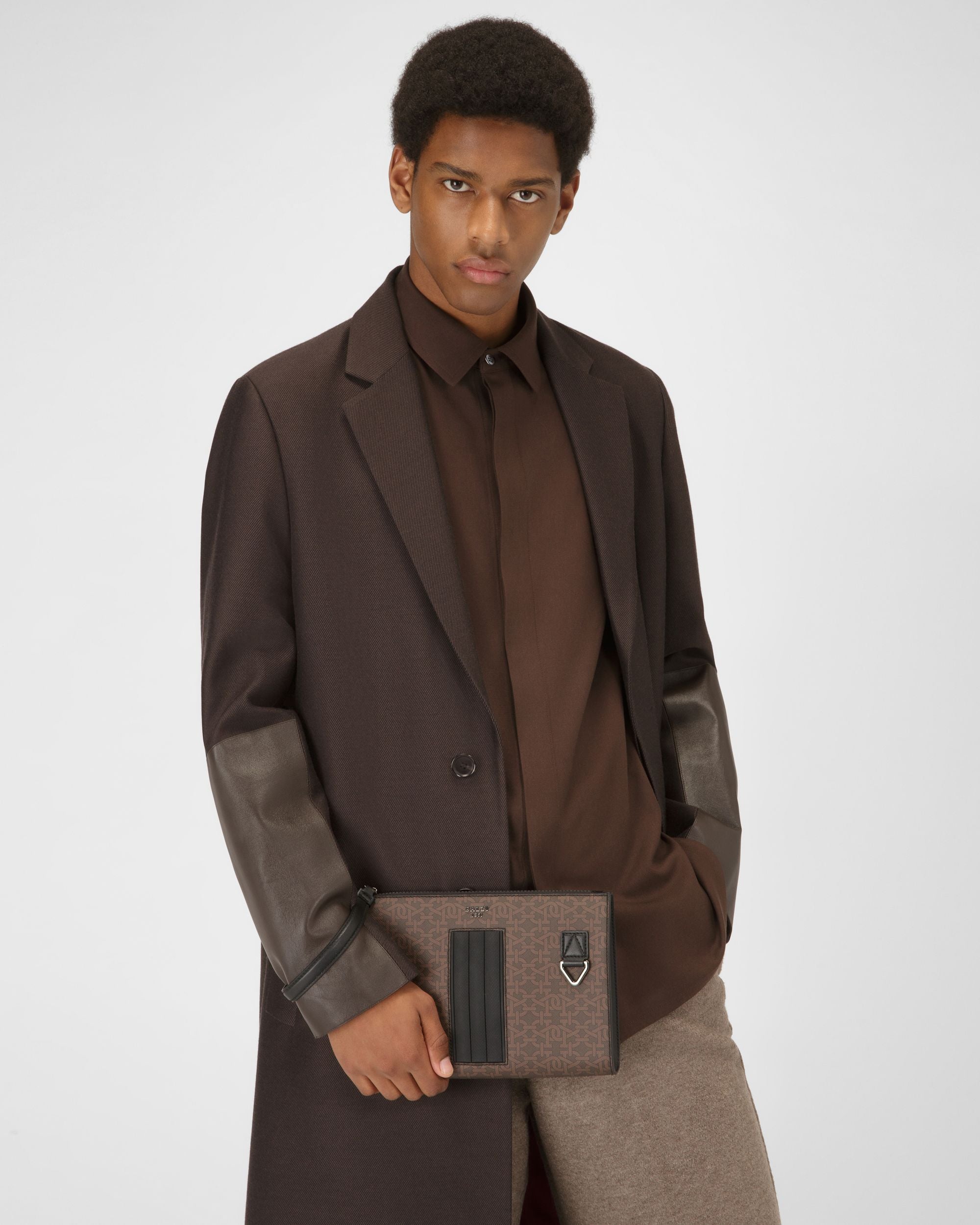 Makid Tpu Clutch Bag In Black & Brown - Men's - Bally - 01