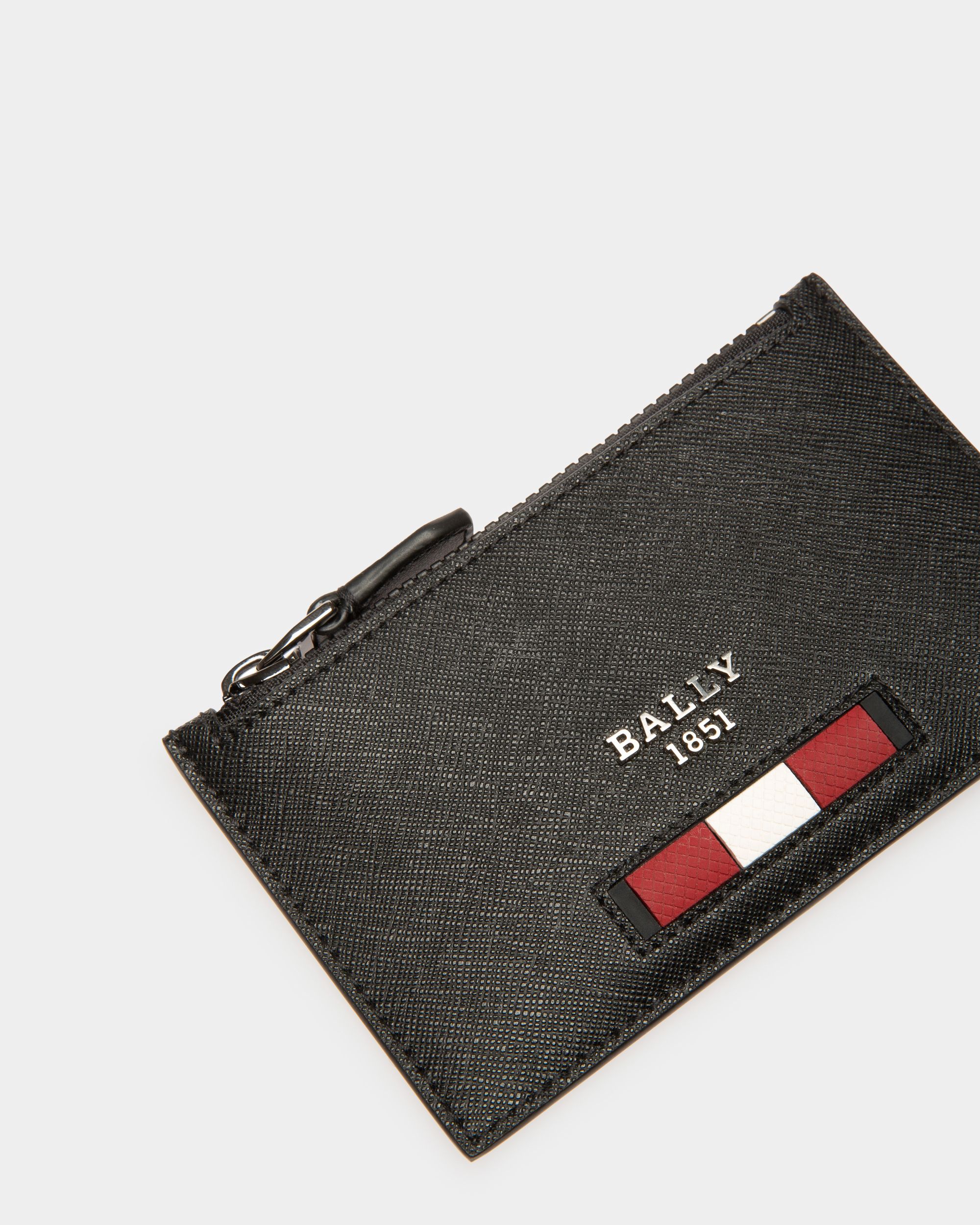 Babe Recycled Leather Business Card Holder In Black - Men's - Bally - 04