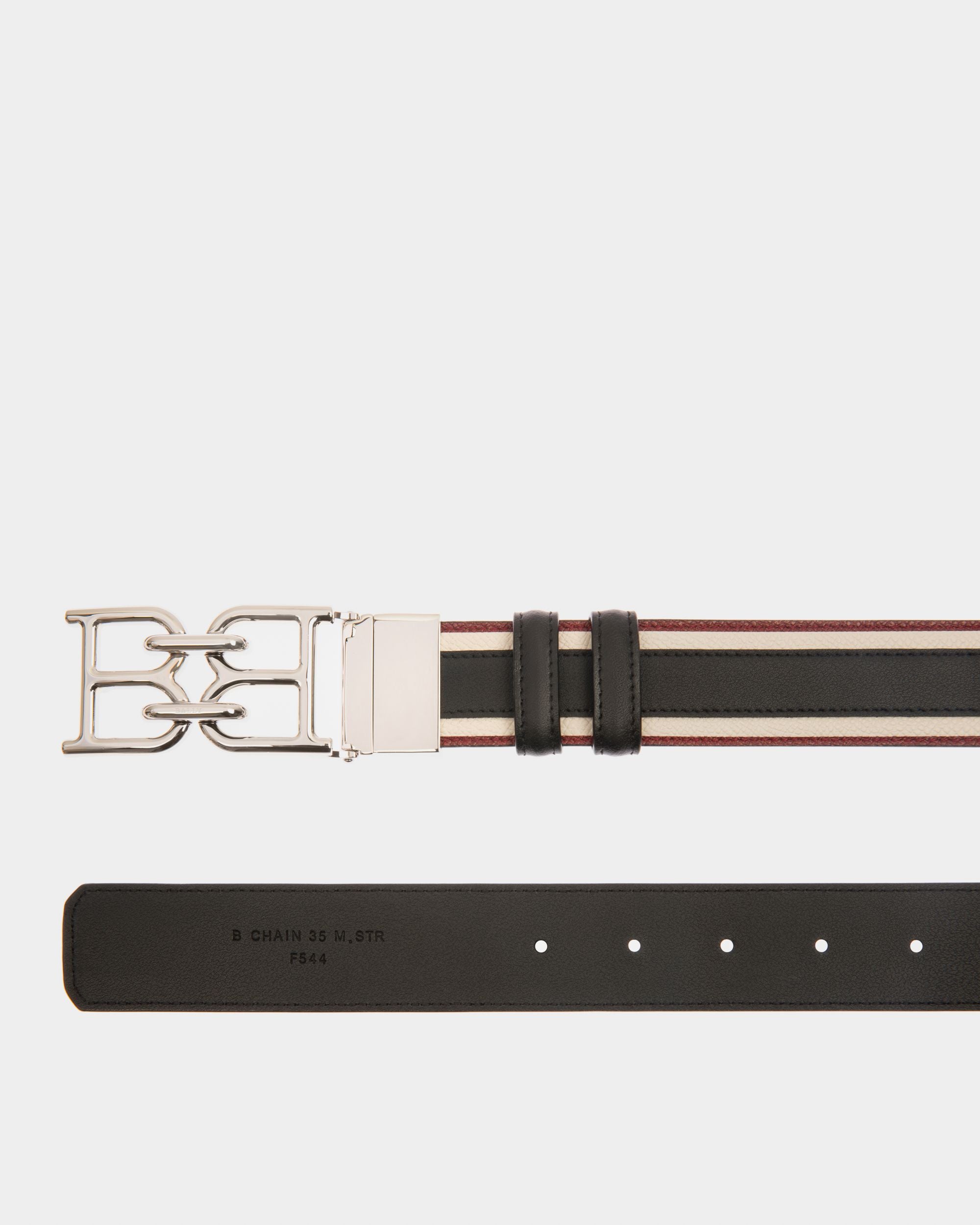 B-Chain Leather 35mm Belt In Black - Men's - Bally - 02