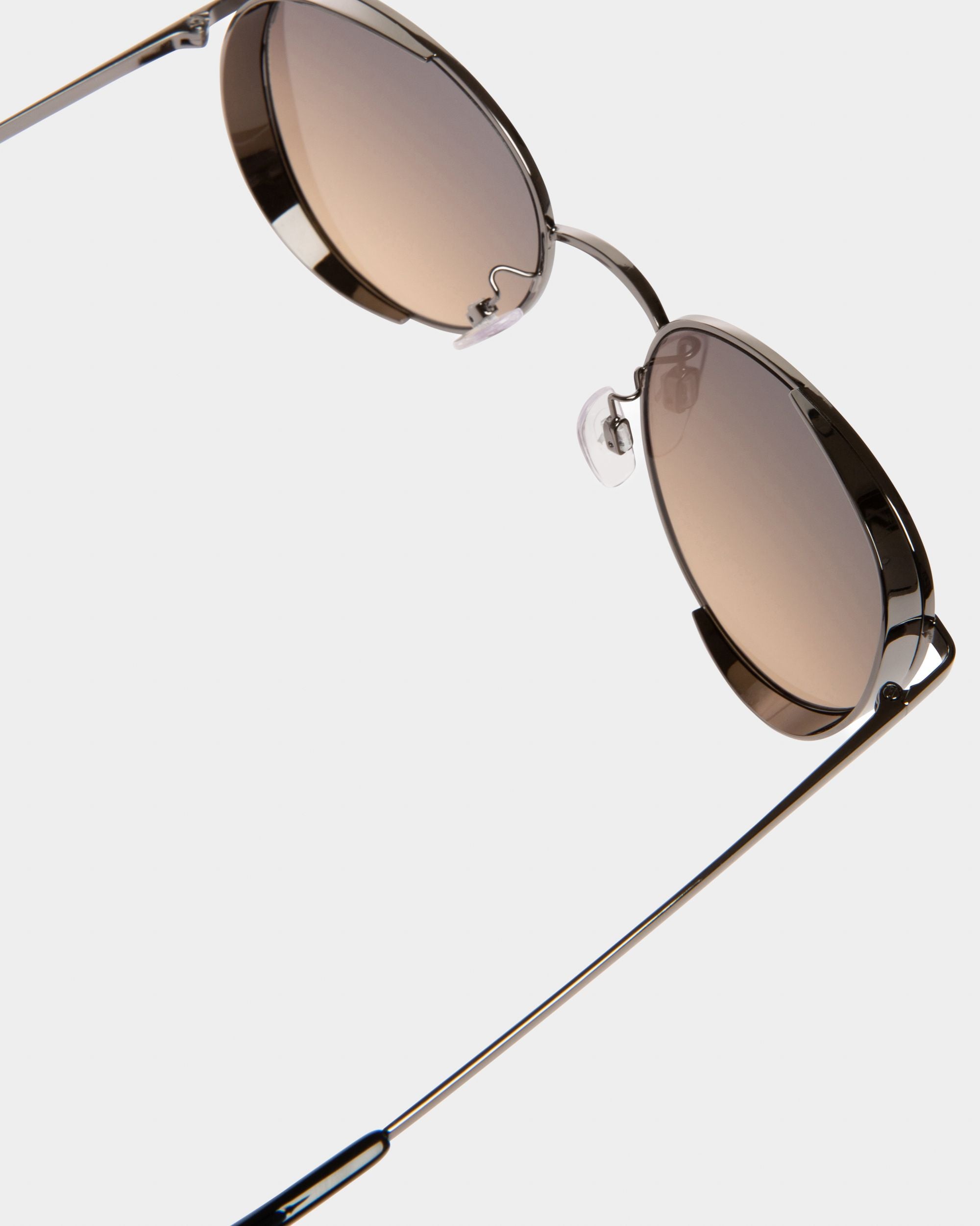 Glint Metal Sunglasses In Shiny Gunmetal & Smoke Lens - Men's - Bally - 02