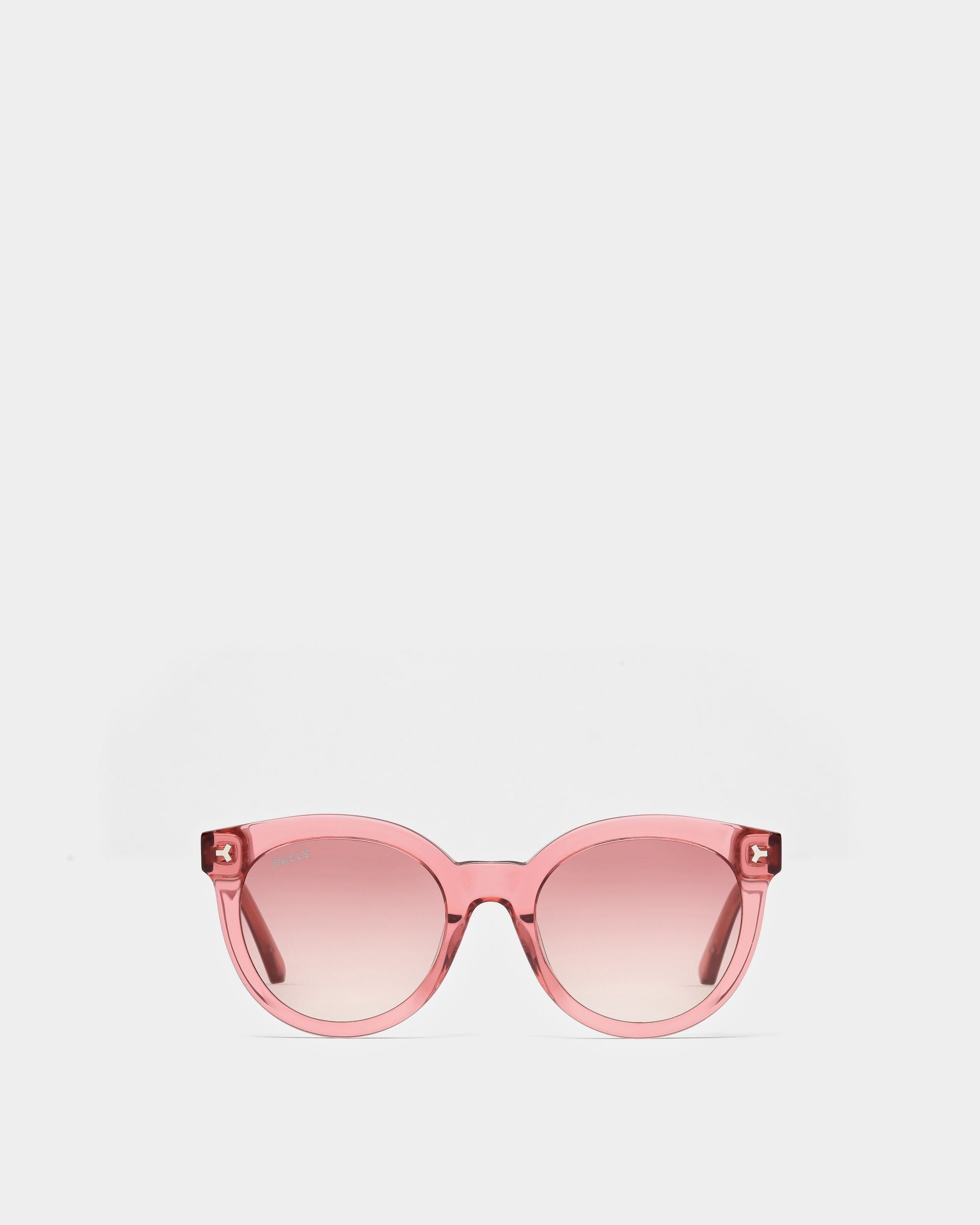 Sparkle Acetate Sunglasses In Transparent Coral & Gradient Bordeaux Lens - Women's - Bally - 01