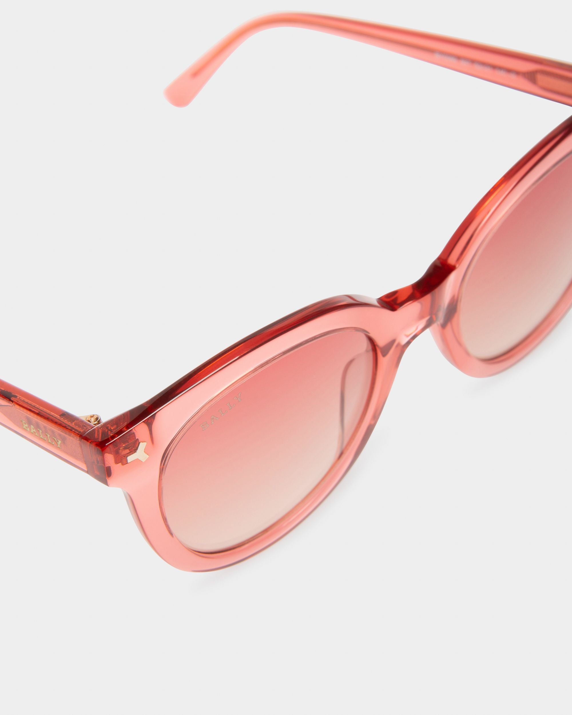 Sparkle Acetate Sunglasses In Transparent Coral & Gradient Bordeaux Lens - Women's - Bally - 02