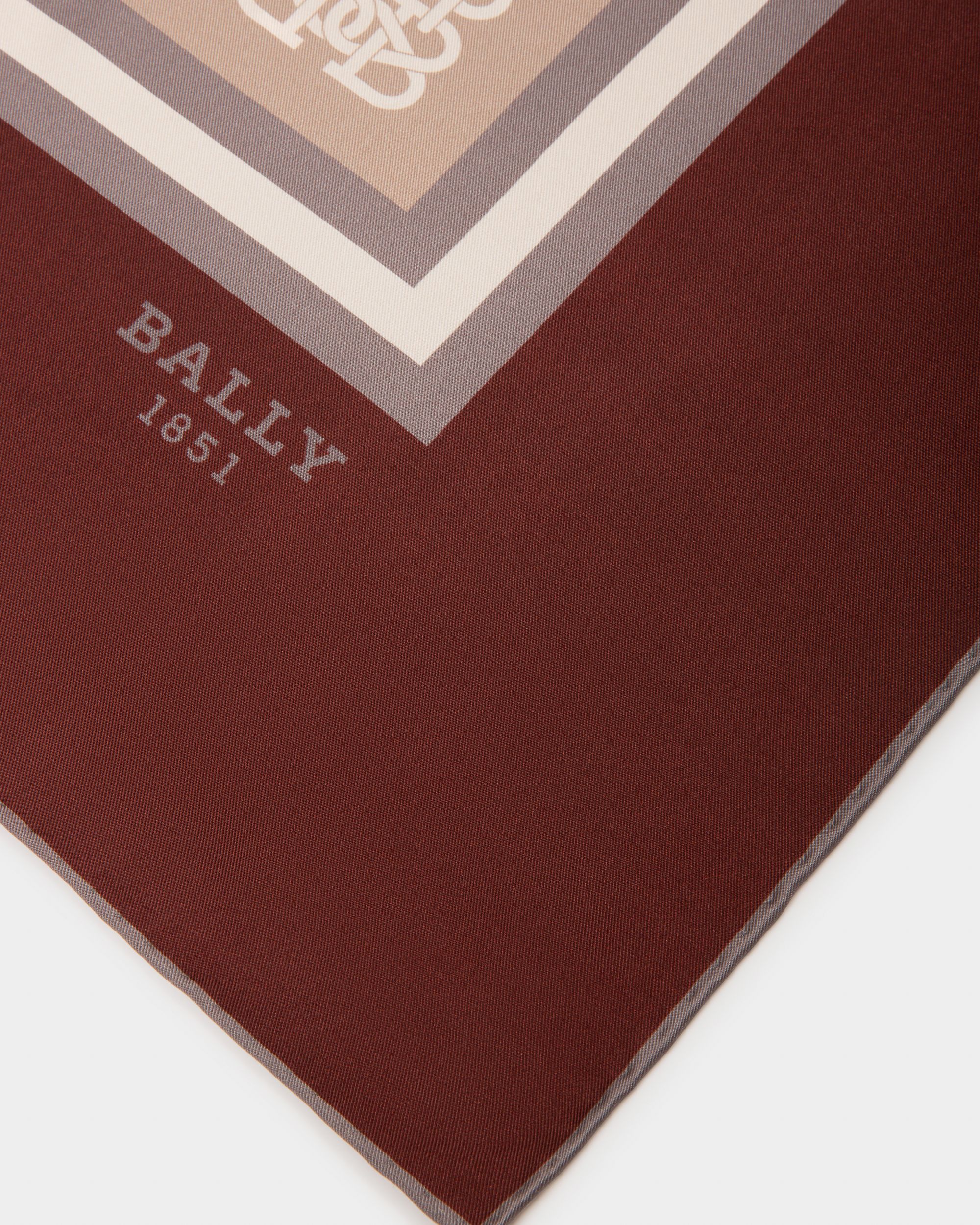 B-Monogram Carré Silk Scarf In Heritage Red - Women's - Bally - 02