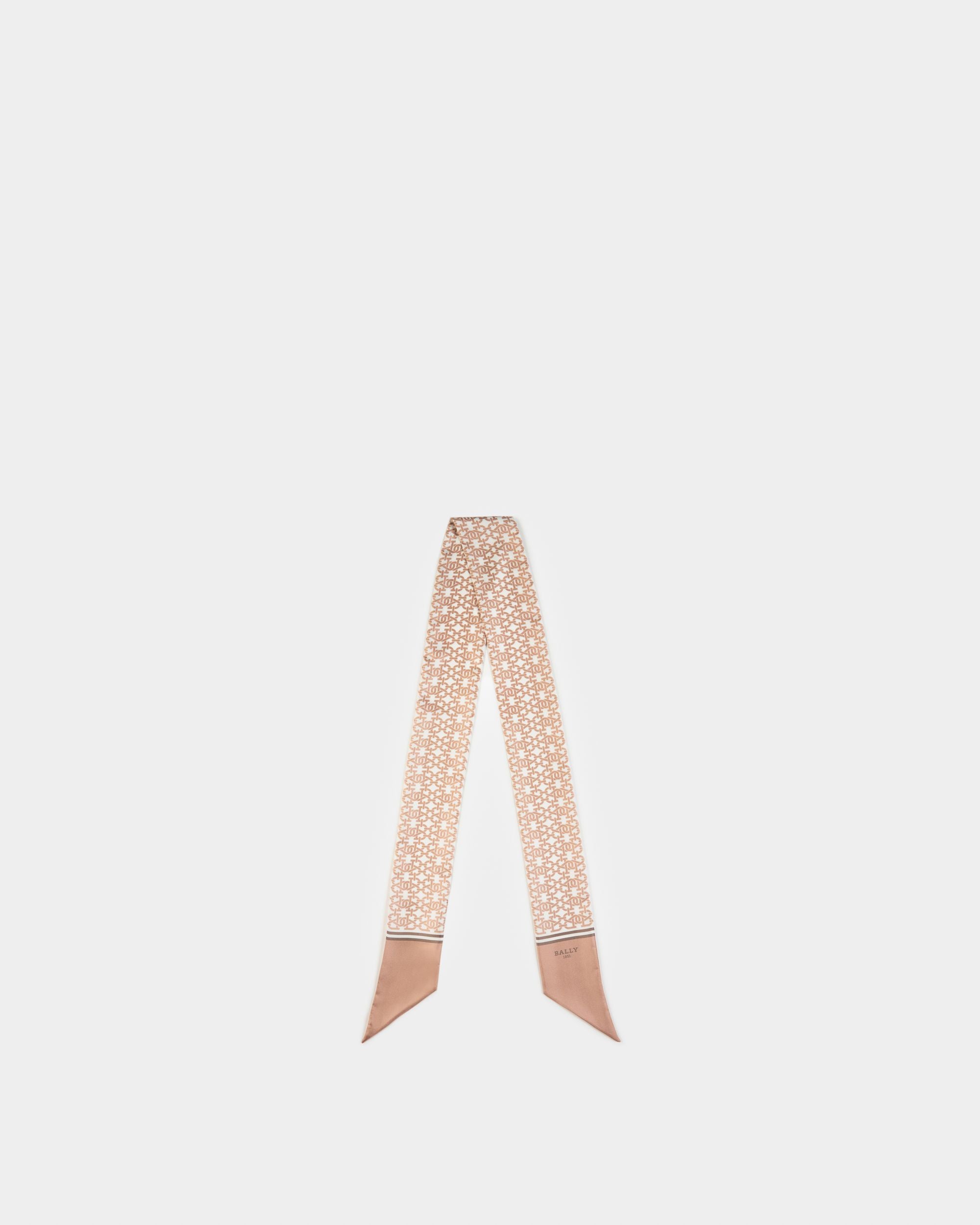 Silk Bandeau Scarf In Pale Pink And Taupe - Women's - Bally - 01