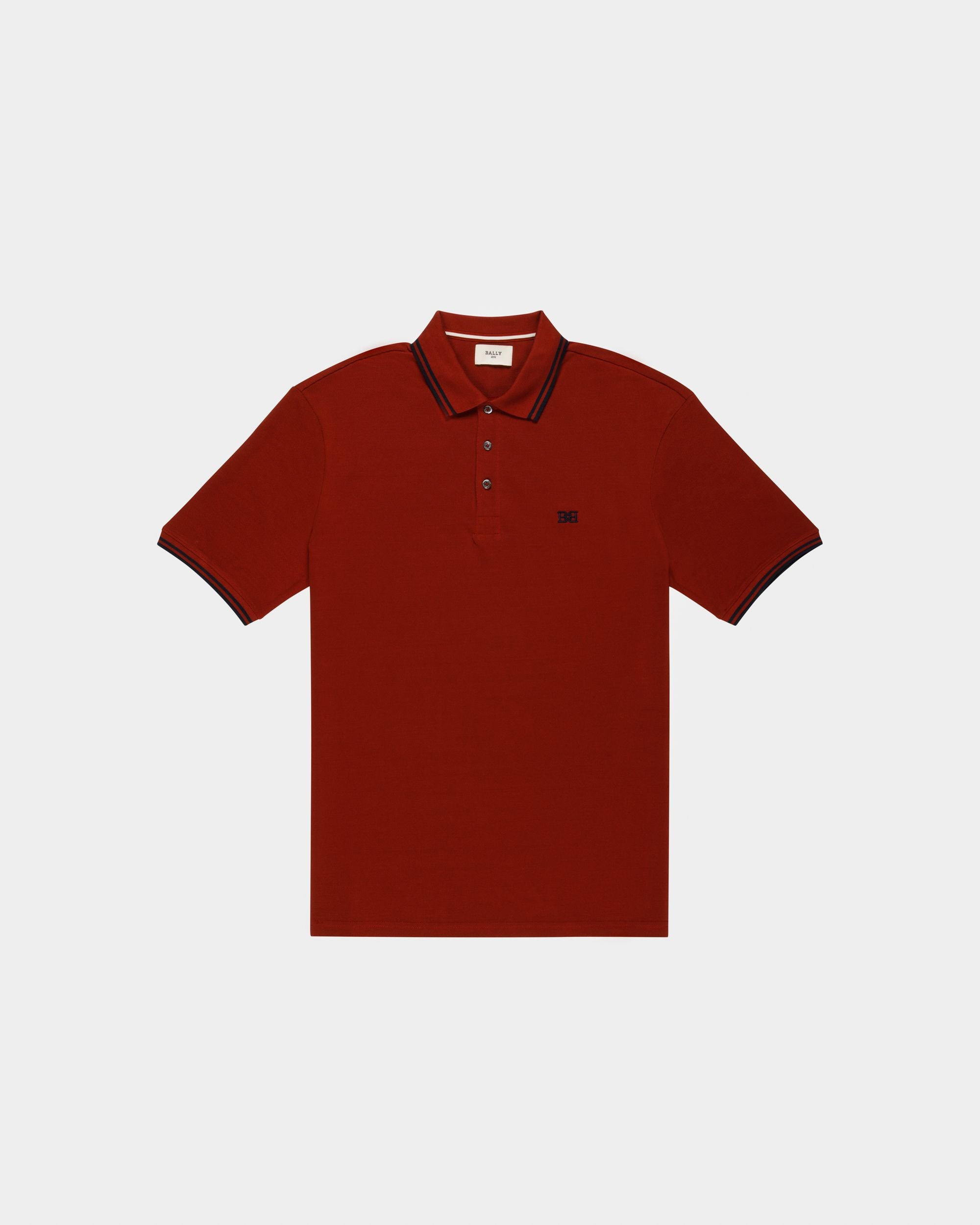 Cotton Polo Shirt In Bally Red - Men's - Bally - 01