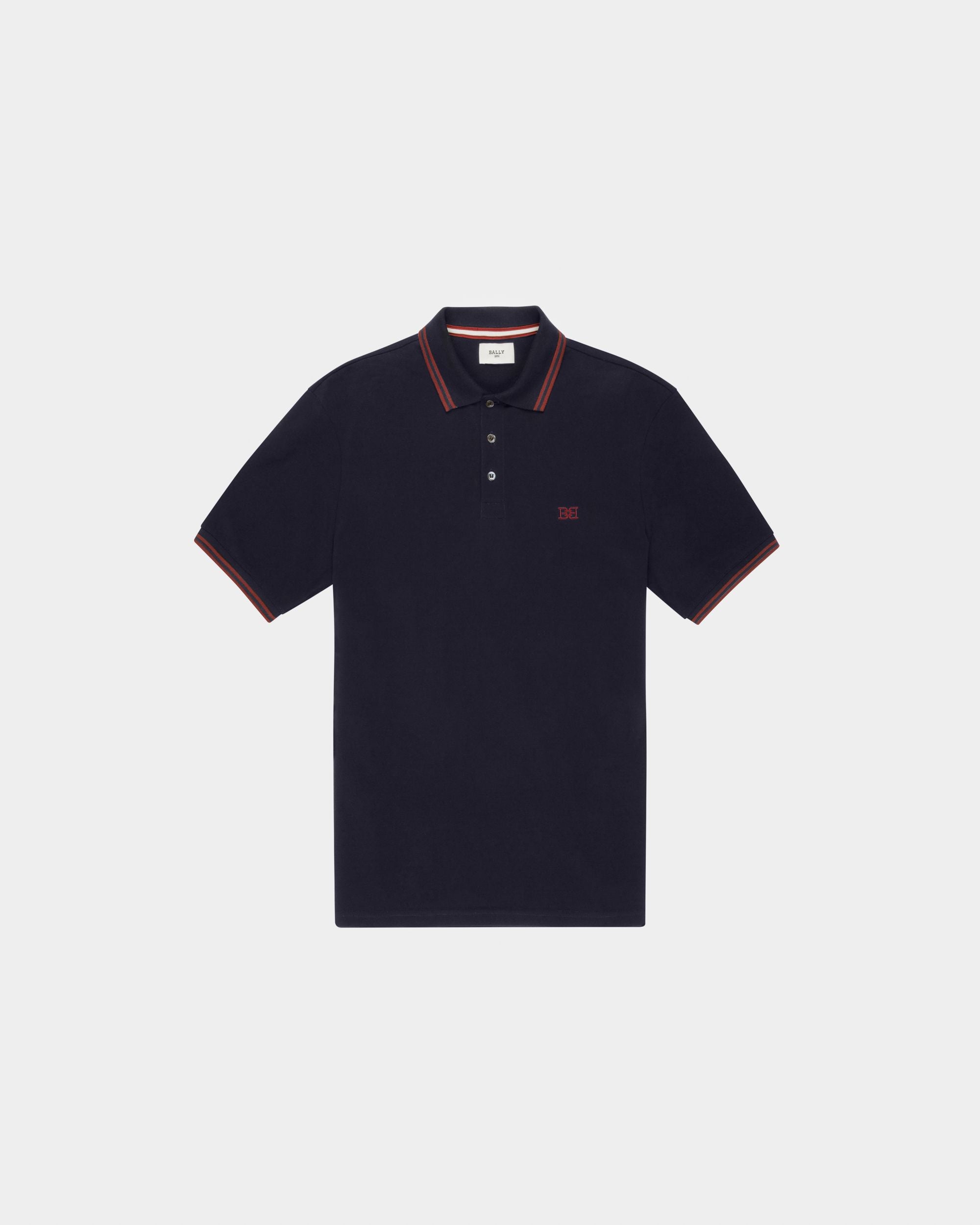 Cotton Polo Shirt In Navy - Men's - Bally - 01