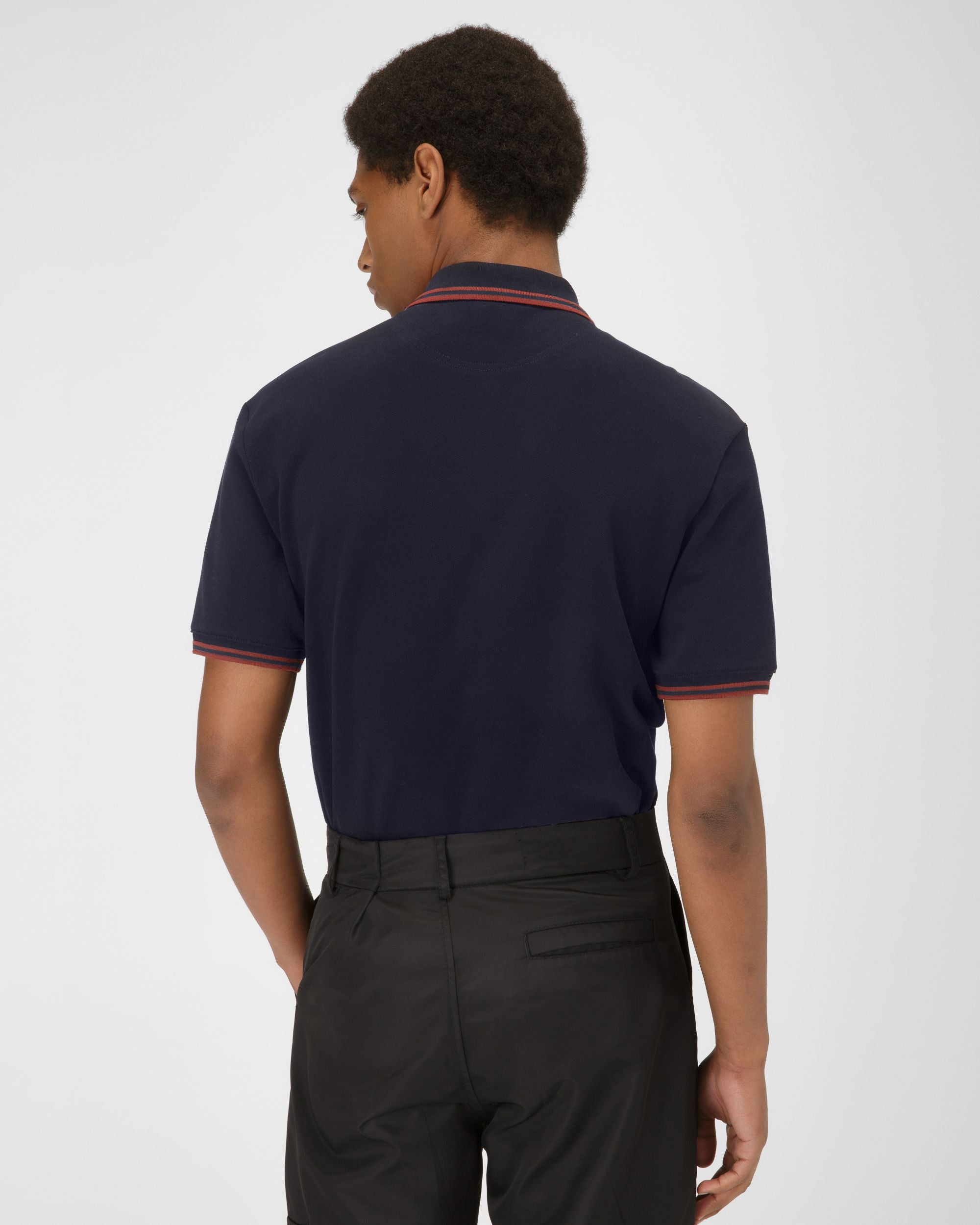 Cotton Polo Shirt In Navy - Men's - Bally - 03