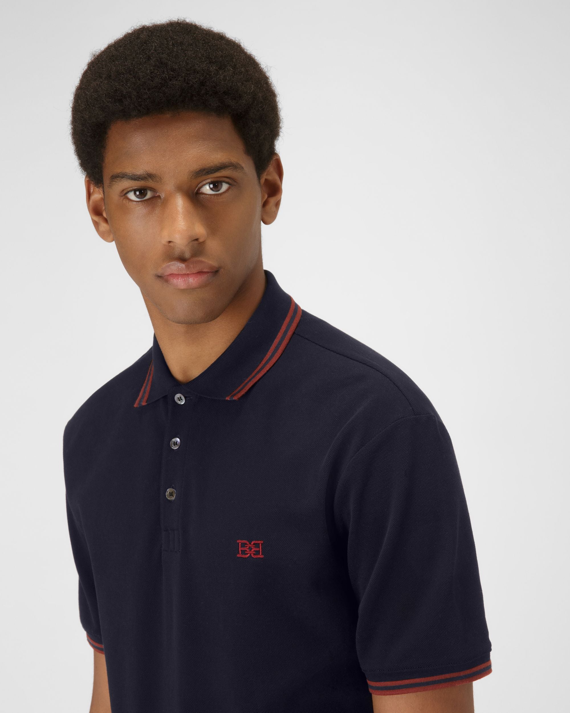 Cotton Polo Shirt In Navy - Men's - Bally - 04