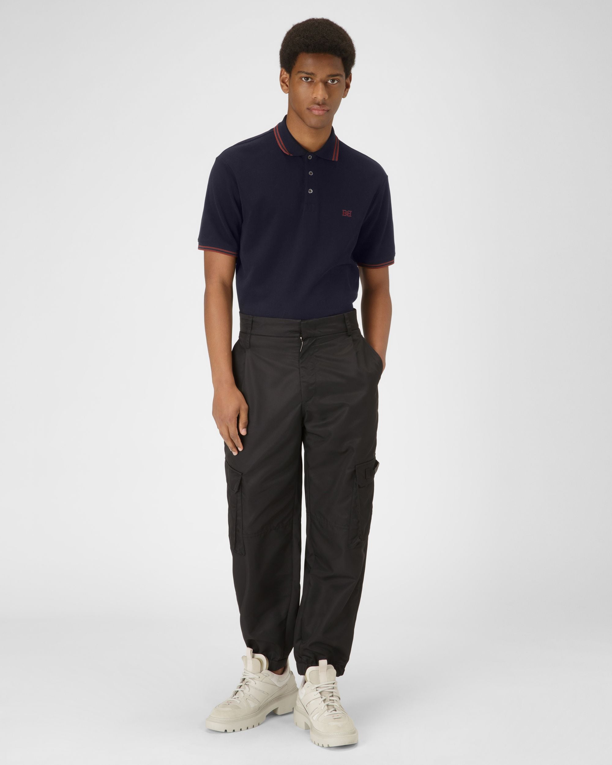 Cotton Polo Shirt In Navy - Men's - Bally - 05