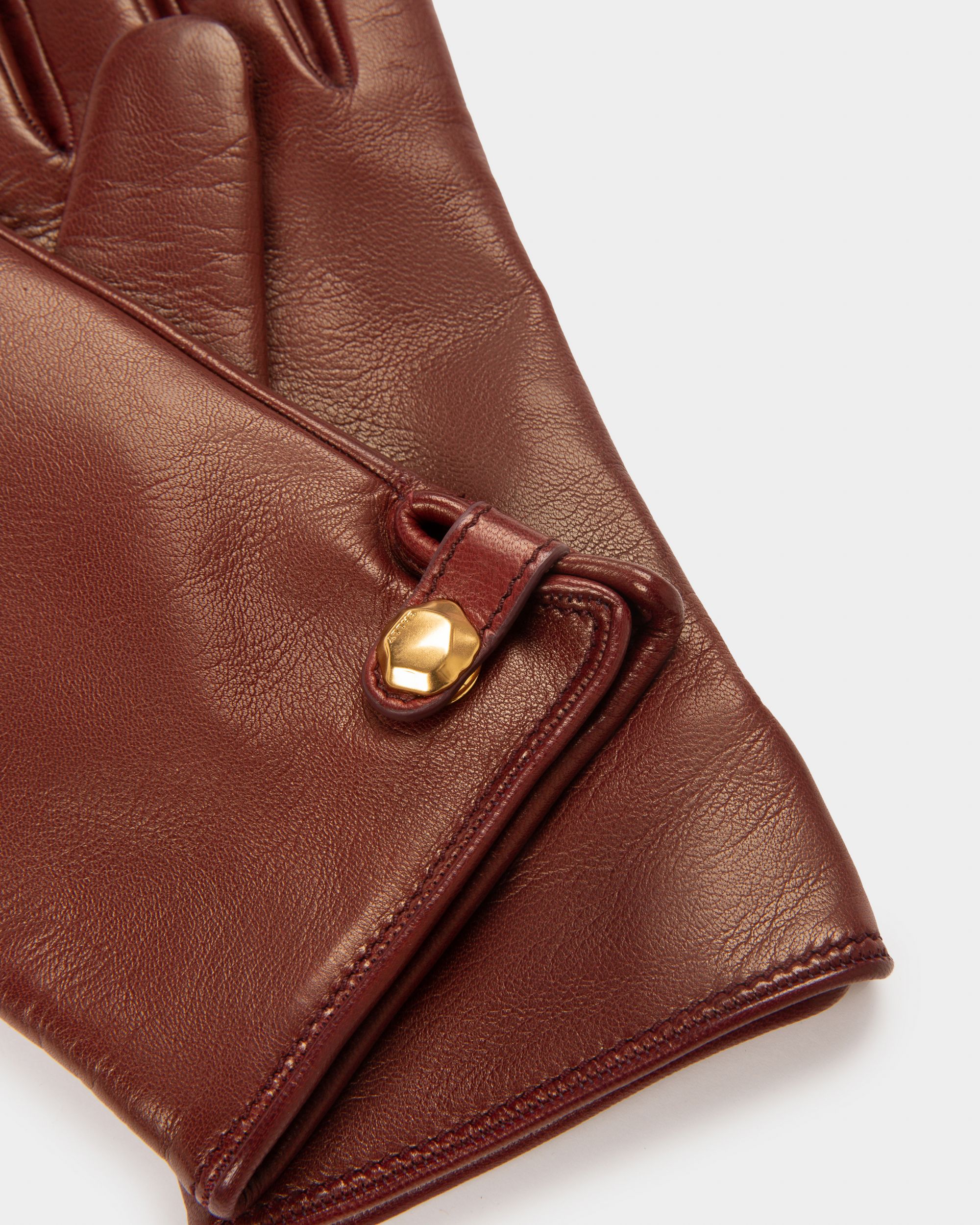 Leather Gloves In Heritage Red - Women's - Bally - 02