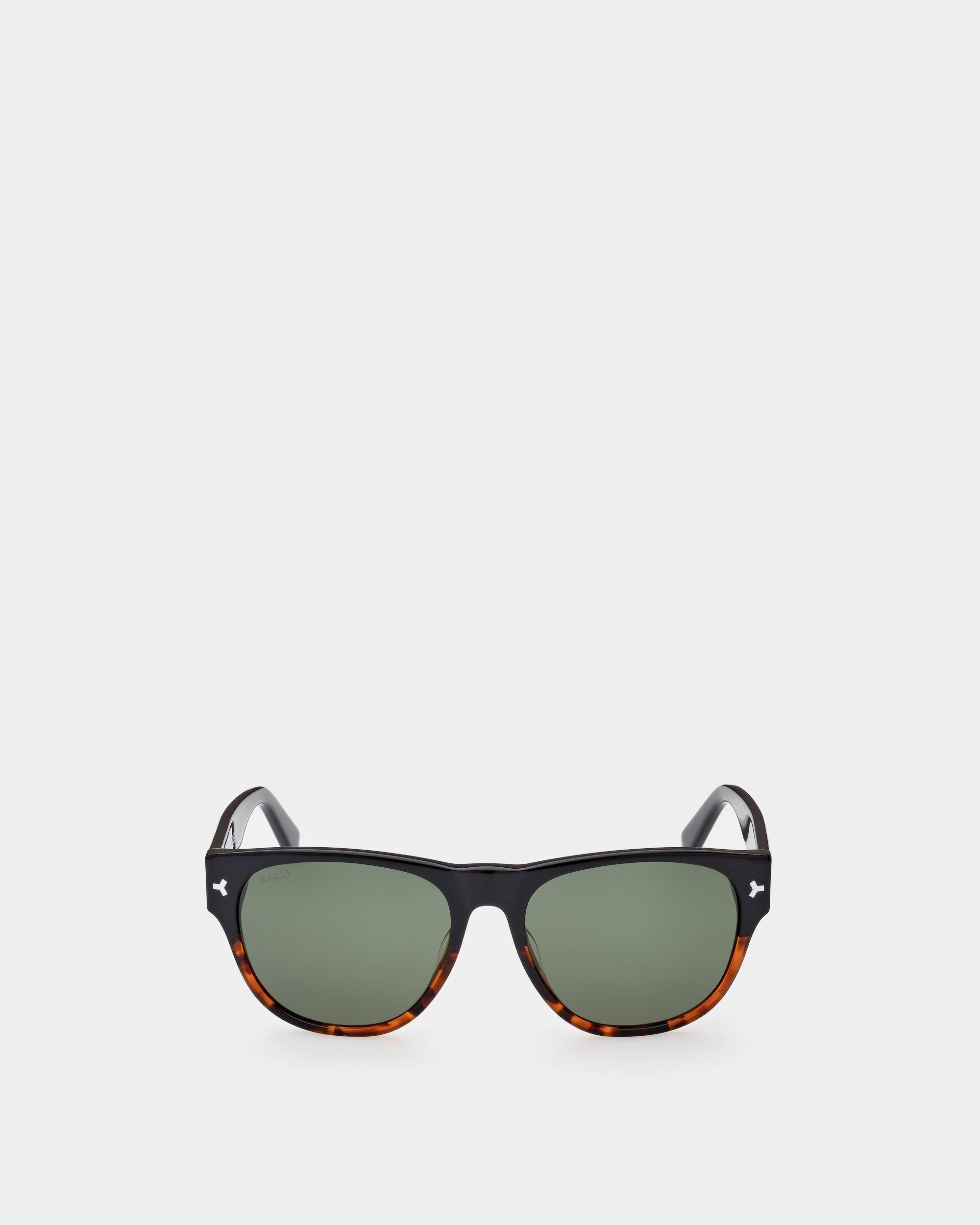 Medel Acetate Sunglasses In Havana Brown & Black - Men's - Bally - 01