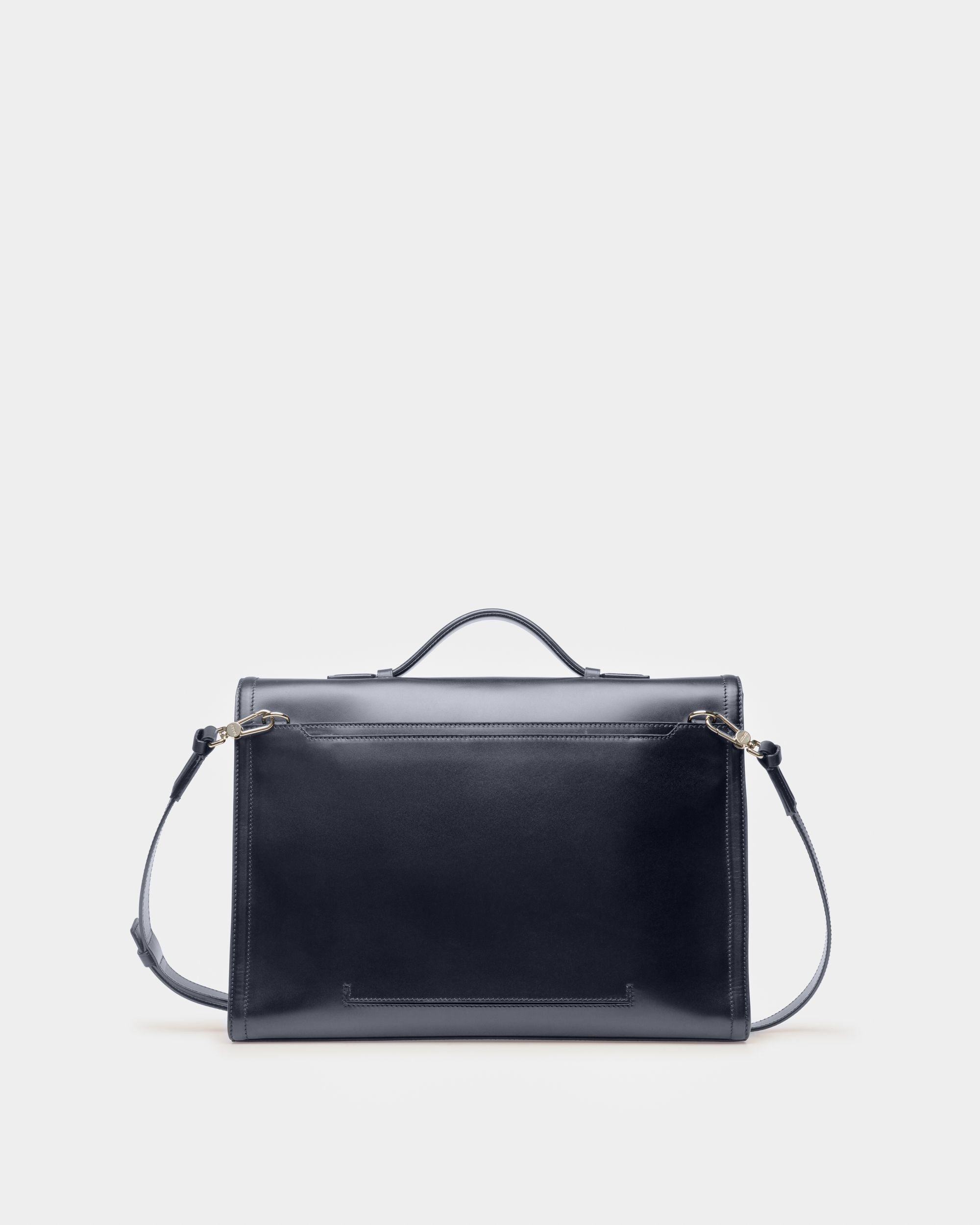 Soroh Leather Briefcase In Navy Leather - Men's - Bally - 03