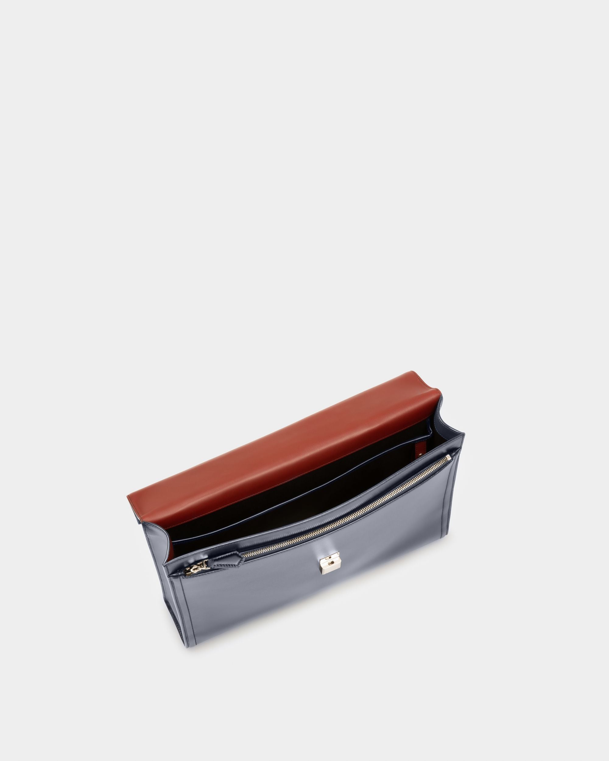 Soroh Leather Briefcase In Navy Leather - Men's - Bally - 04