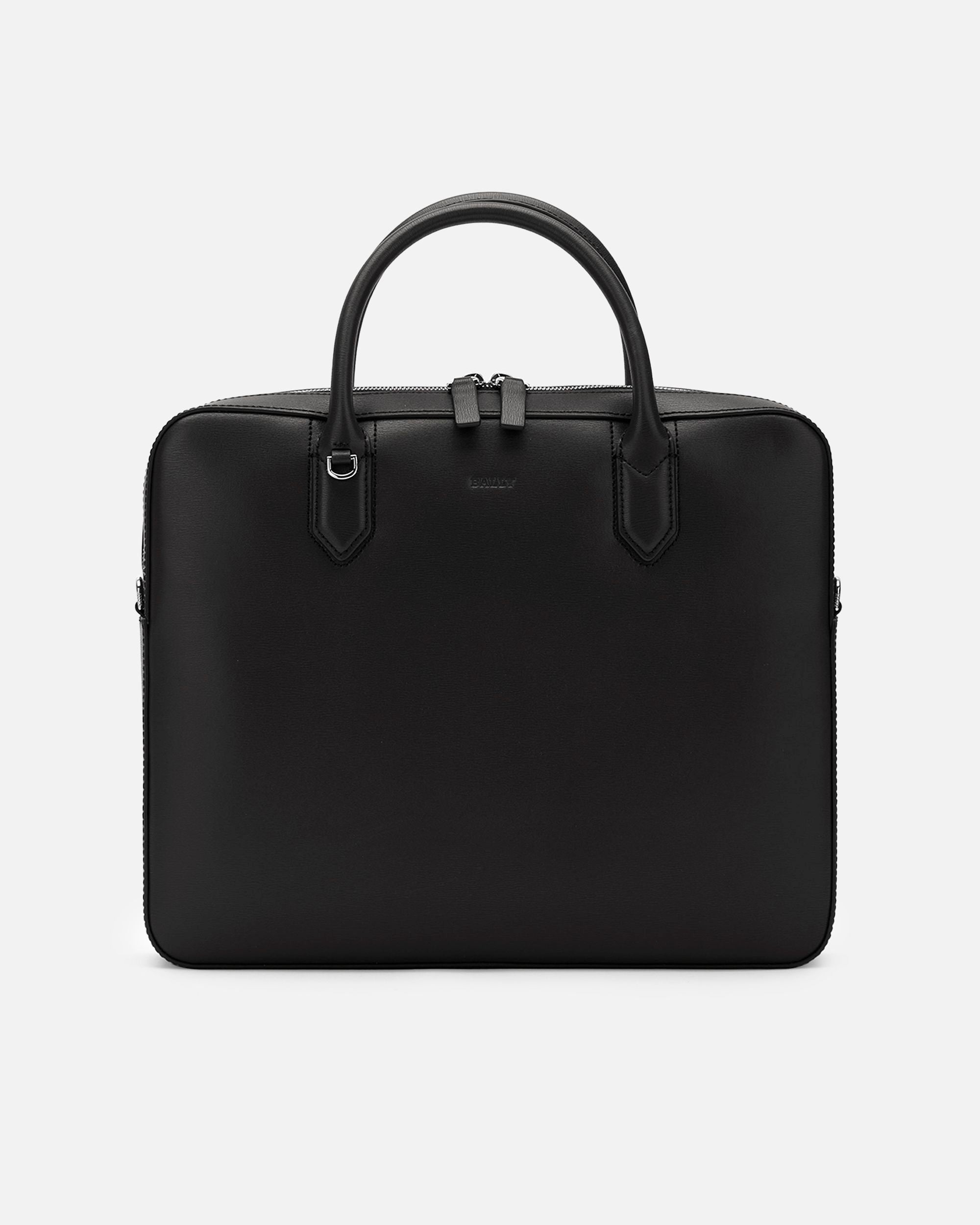 Men's Black Leather Briefcase - Men's - Bally - 01