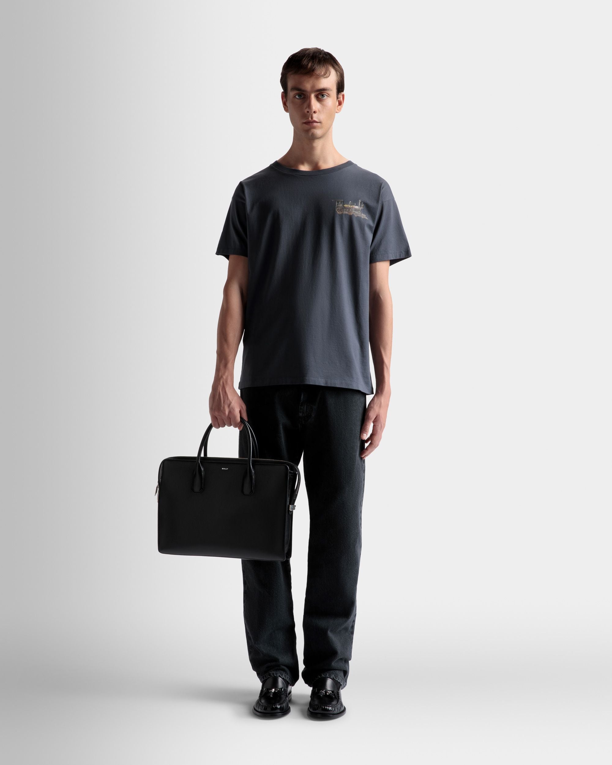 Banque Business Bag In Black Leather - Men's - Bally - 02